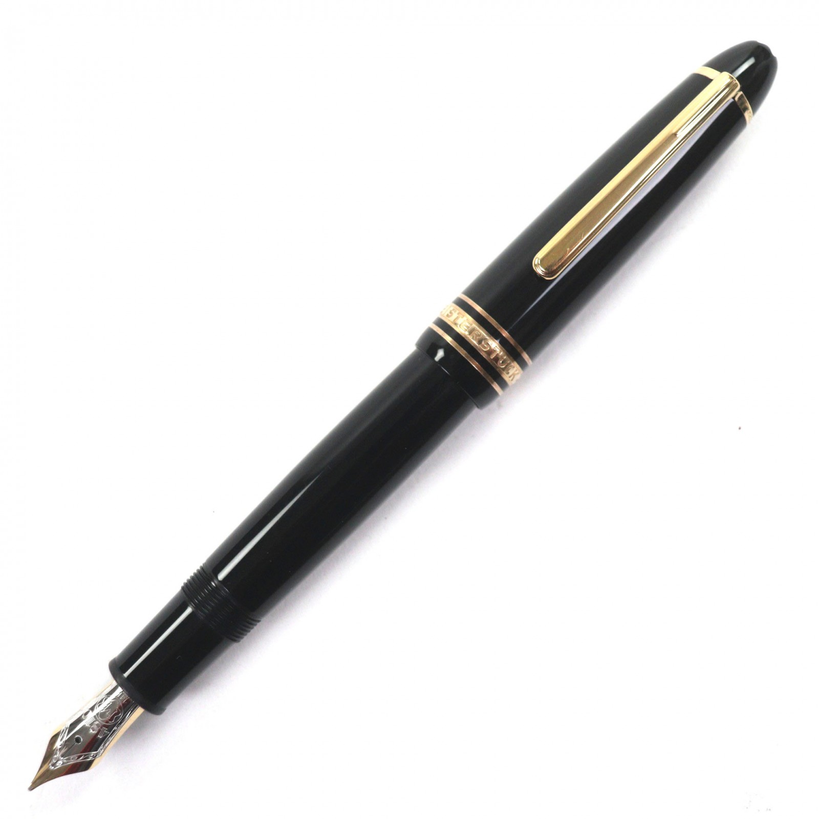 美品▼MONTBLANC モンブラン マイスターシュテュック 147 旅行者 書きもの先14K Mニブ 白いことはやりっ子 筆 黒いこと ゴールド ＦＲＧ製 メンズ【中古】