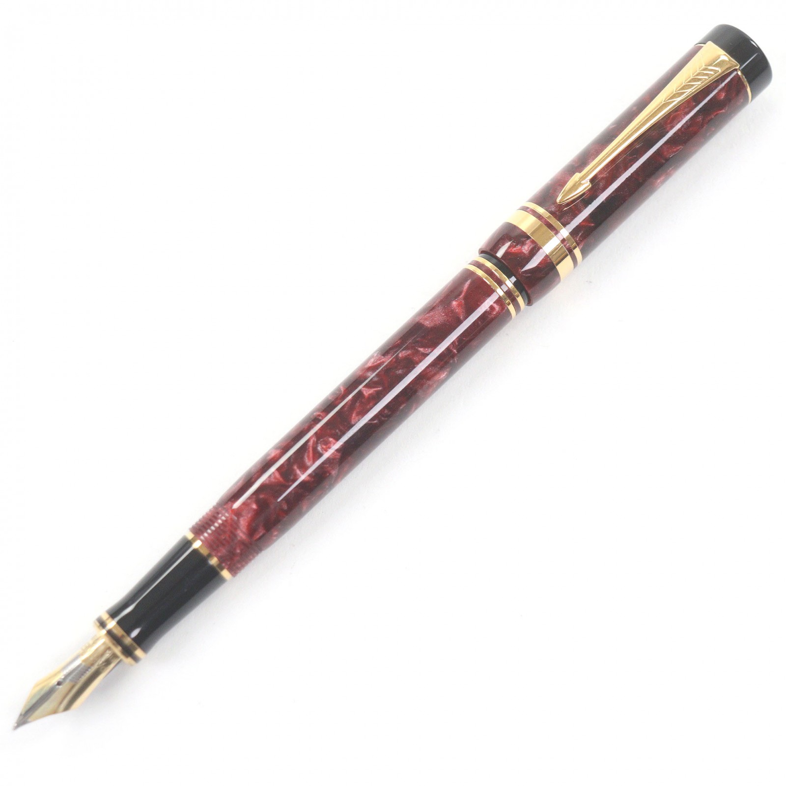 美品□PARKER パーカー ヴィンテージ ペン先18K Fニブ デュオフィールド インターナショナル 90s 万年筆 マーブルレッド ゴールド 英国製 メンズ【中古】|衣類&ブランドリサイクル GREEN