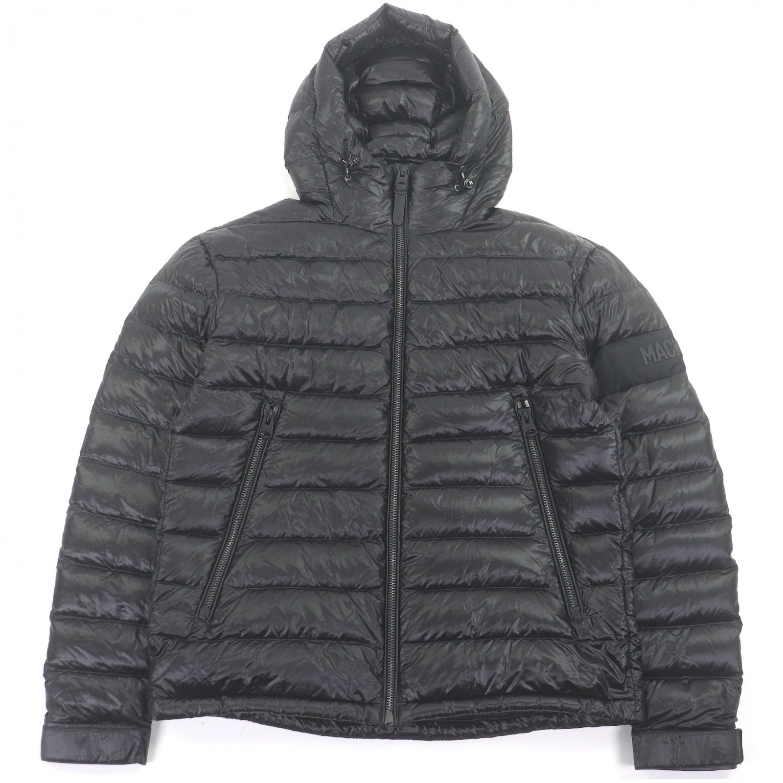 極美品□MACKAGE マッカージュ KEAGAN-RS 再利用ナイロン ジップアップ フーデッド ライトダウンジャケット 黒いこと 40 メンズ【中古】
