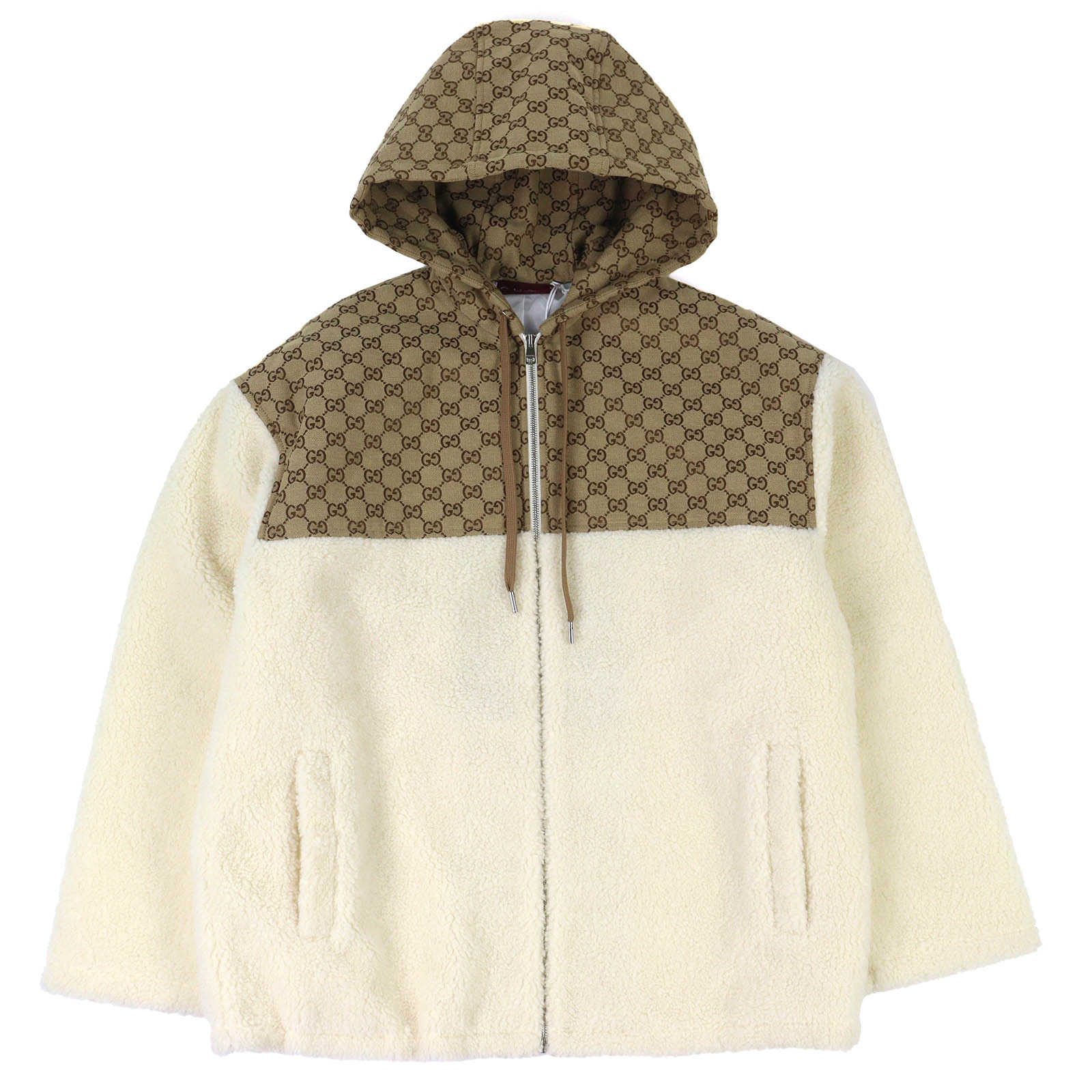 未使用品△GUCCI グッチ 24AW 798503 GGインターシャ フーデッド ジップアップ ウール フリースジャケット ボアジャケット アイボリー ベージュ M イタリア製 正規品 メンズ レディース【中古】|衣類&ブランドリサイクル GREEN