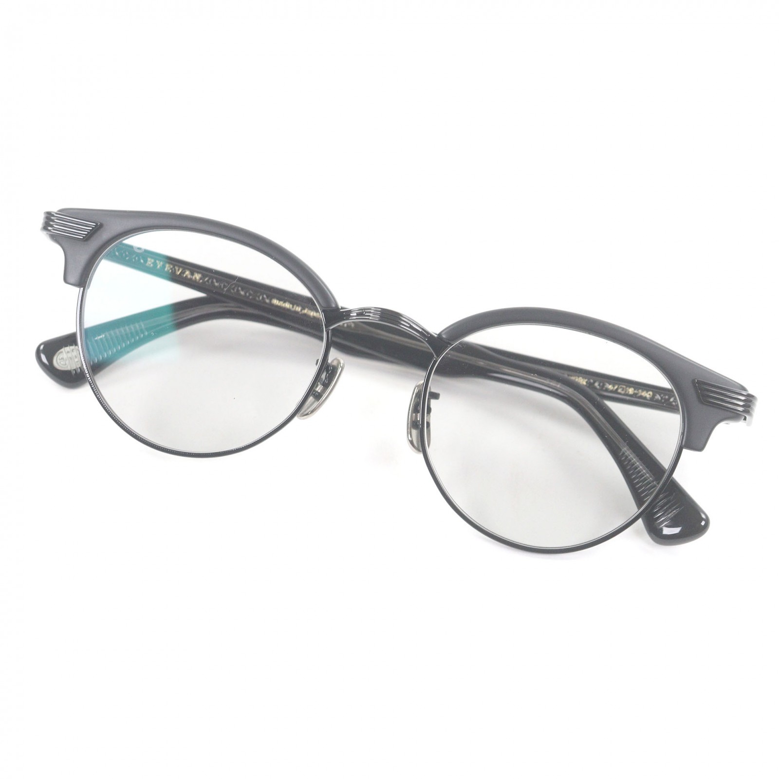 極美品□EYEVAN アイヴァン Aztec アズテック ハーフリム サーモントブロー サングラス アイウェア マットブラック 47□19-140 箱・保存袋・ケース付き 日本製 メンズ【中古】 40,541円