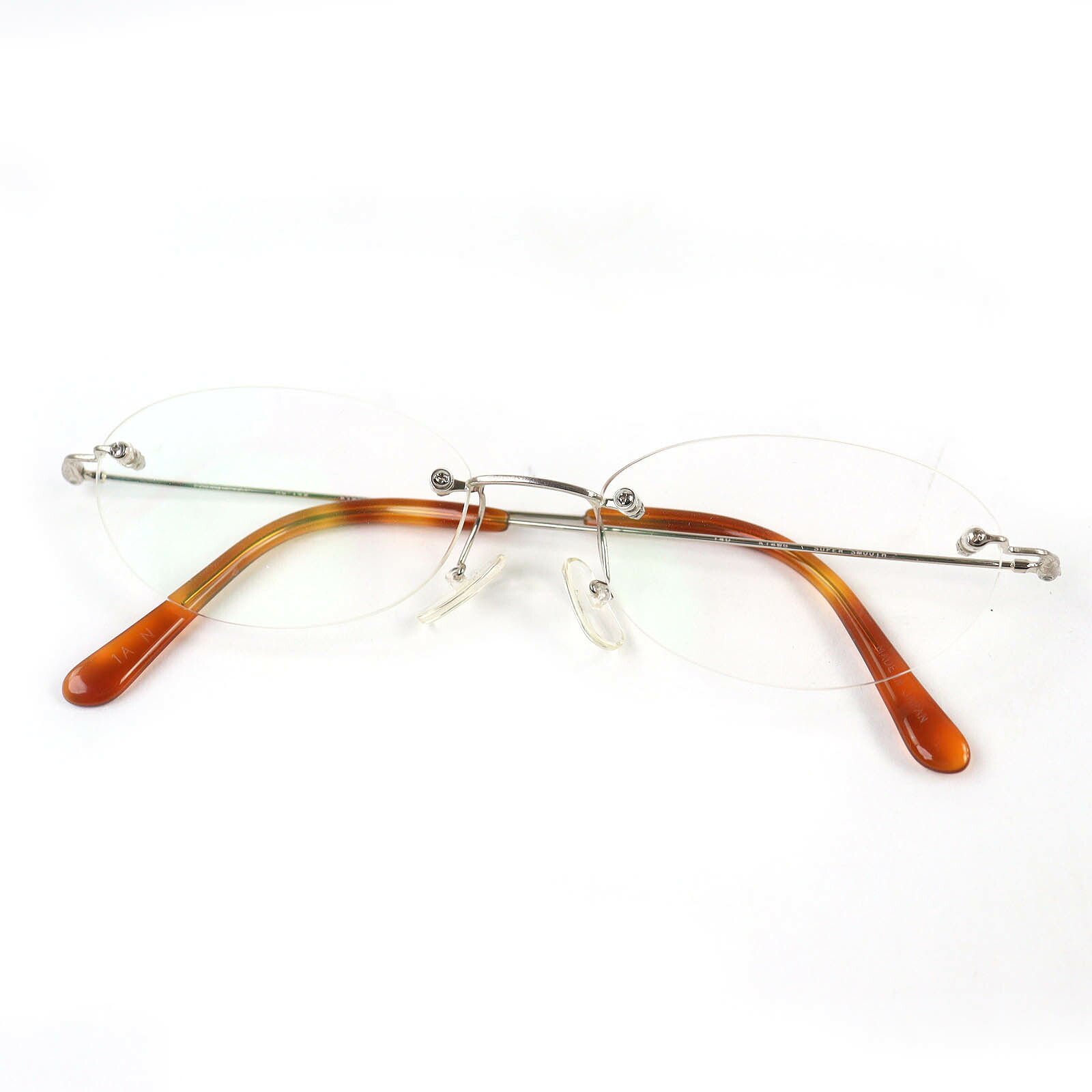 美品△PARIS MIKI 光の都市ミキ SUPER SMOOTH K14WG ツーポイント リム受け答え 眼鏡 メガネ アイウェア しろがね色 赤銅色 140 度入り口・入口 日本製 掛け目14.4g メンズ【中古】