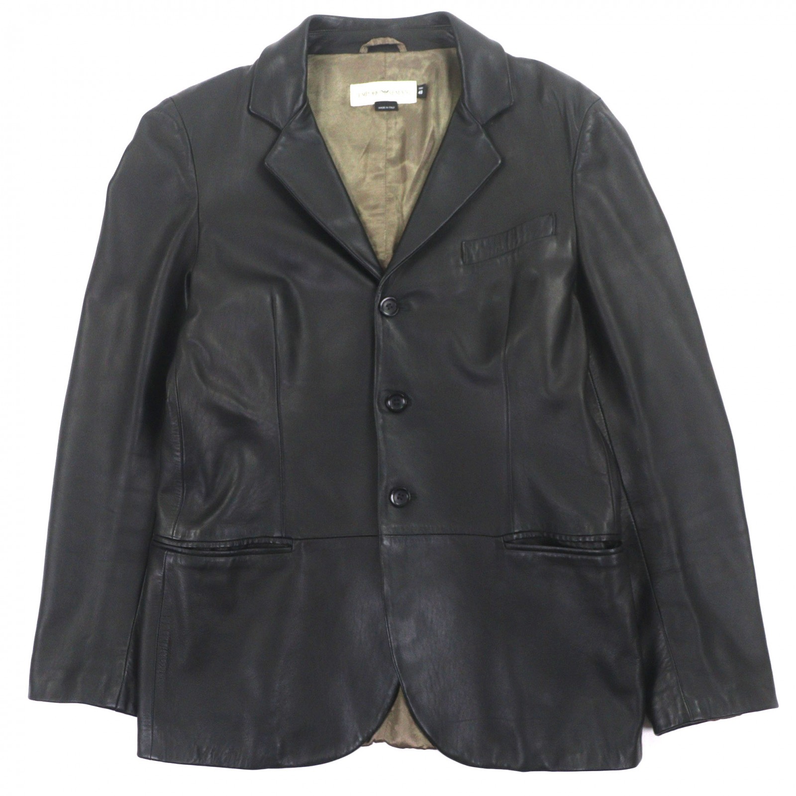 【ドンドン見直し】良品▼EMPORIO ARMANI エンポリオ アルマーニ ラムレザー シングルジャケット テーラードジャケット ダークブラウン 48 イタリア製 正規品 メンズ【中古】 17,088円