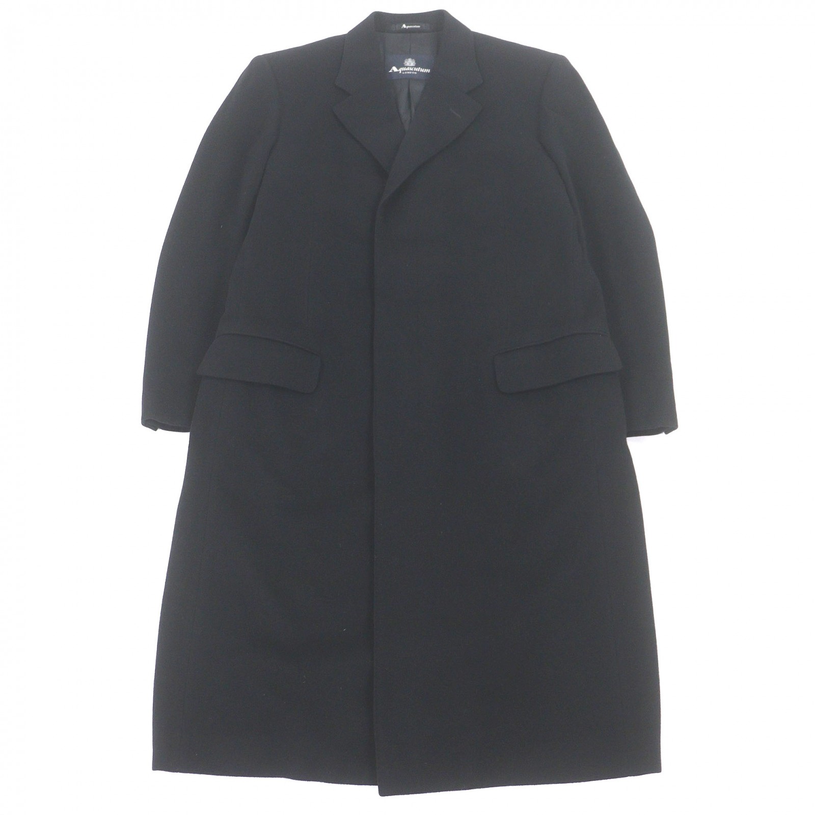 極美品□Aquascutum LONDON アクアスキュータムロンドン カシミヤ100％ フライフロント チェスターコート ブラック 38 日本製 正規品 メンズ【中古】｜衣類＆ブランドリサイクル GREEN