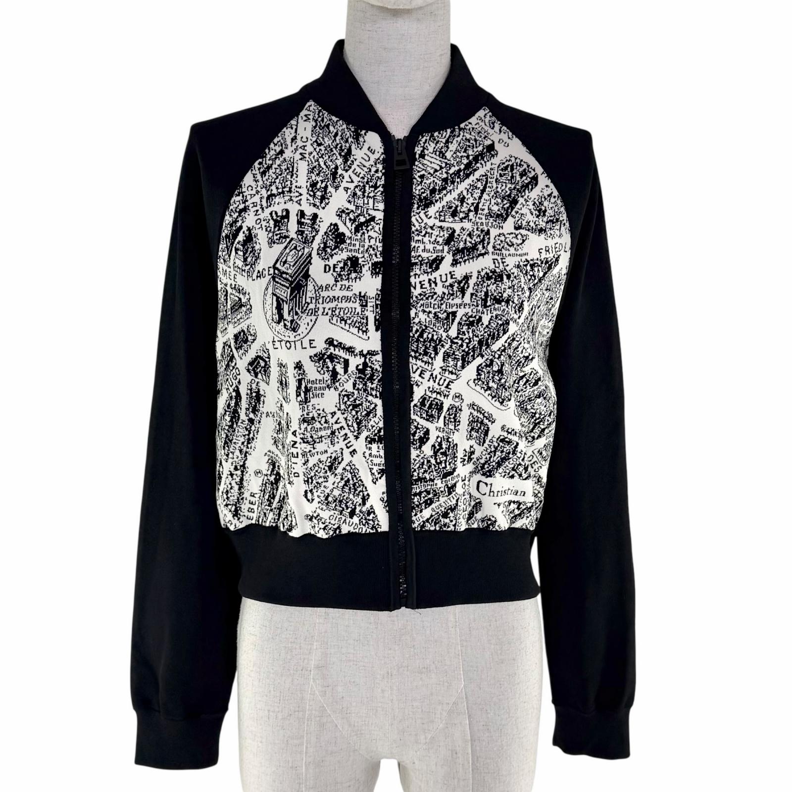 【ドンドン見直し】美品◇Christian Dior クリスチャンディオール 23AW 324V50AM505 Plan de Paris クロップド丈 ジャケット ブラック 42 イタリア製 正規品 レディース【中古】