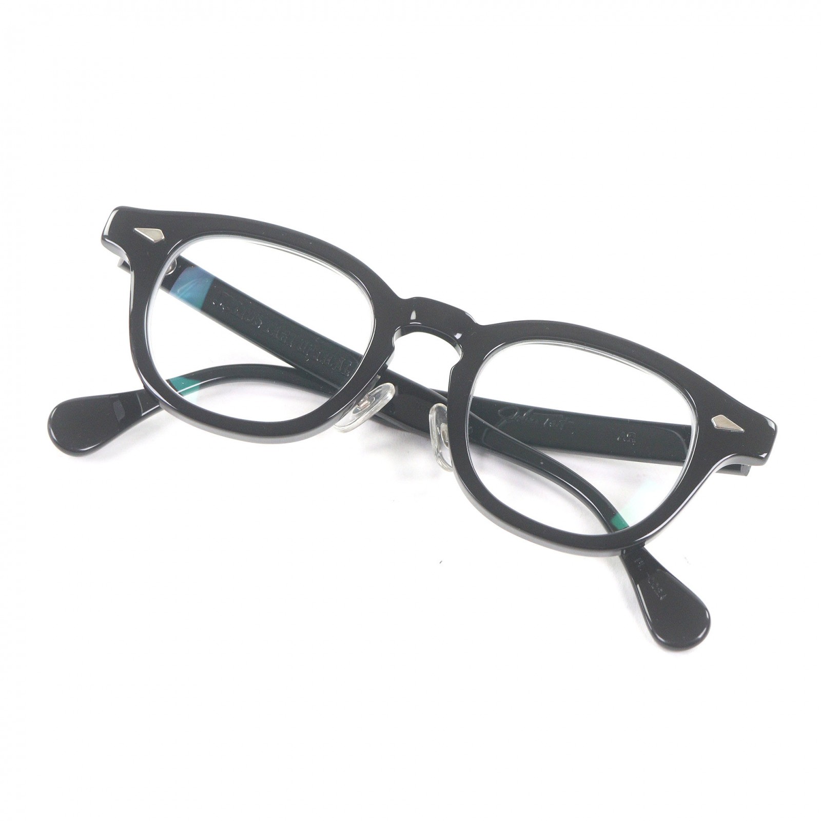 極美品□JULIUS TART OPTICAL ジュリアスタートオプティカル PL-002A AR Gold Edition ー ウェリントン メガネ 眼鏡 アイウェア ブラック 46□22 度入り ケース付き 日本製 メンズ【中古】