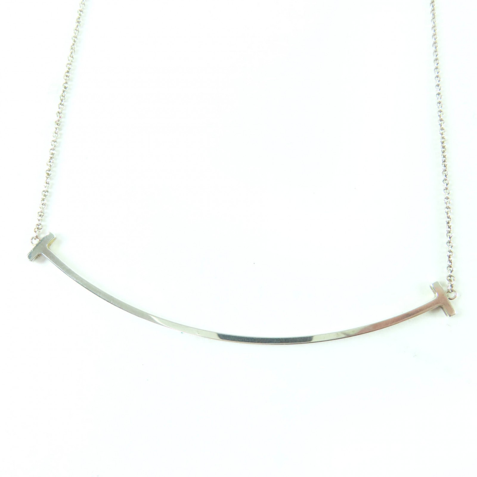 美品☆TIFFANY&Co. ティファニー ティファニーT スマイル ペンダント ラージ AG925 ネックレス シルバー 重量2.8g レディース【中古】