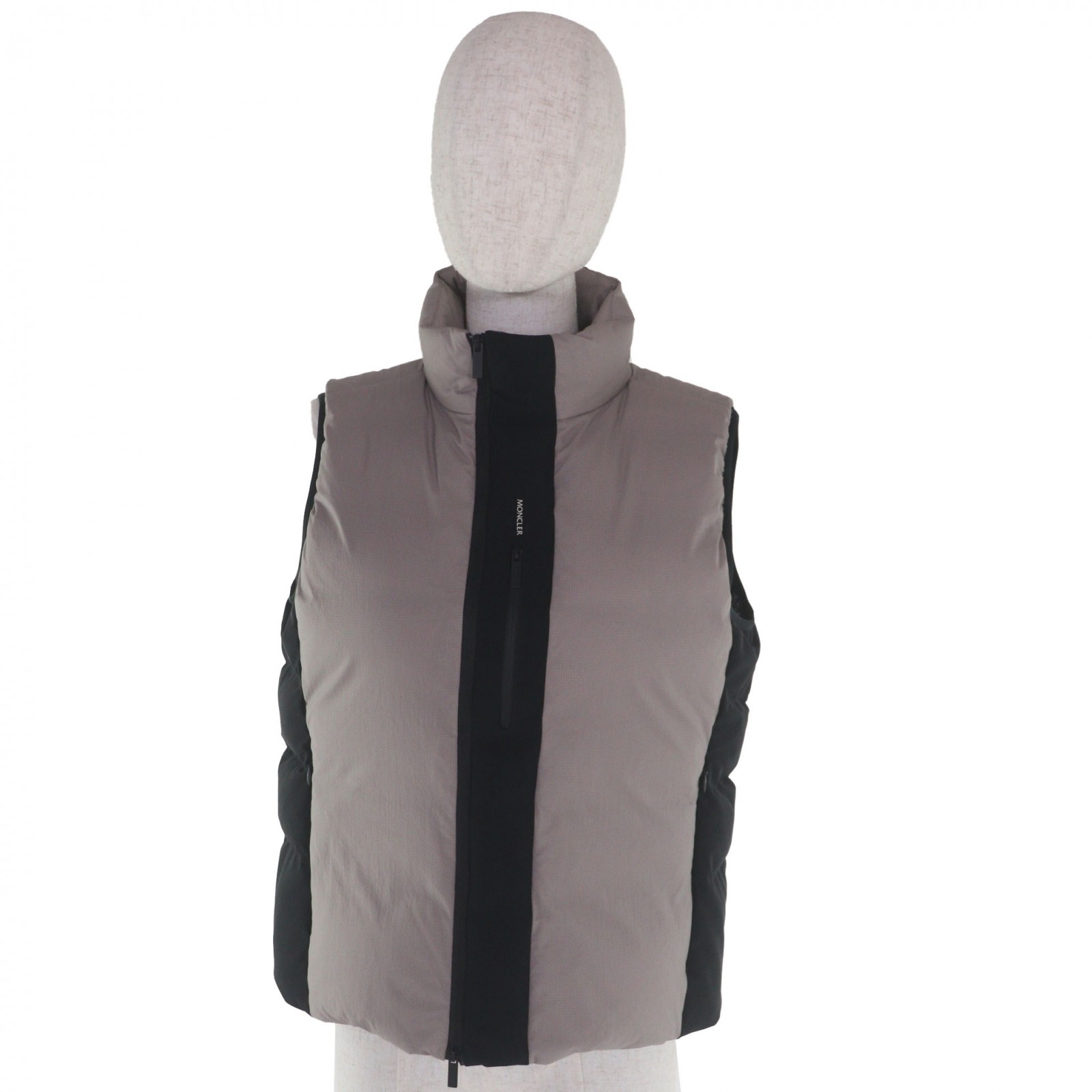 極美品▼MONCLER モンクレール 2021年製 LYTHRUM ロゴ入り バイカラー ダブルジップアップ ジレ ダウンベスト グレー ブラック 2 正規品 レディース【中古】