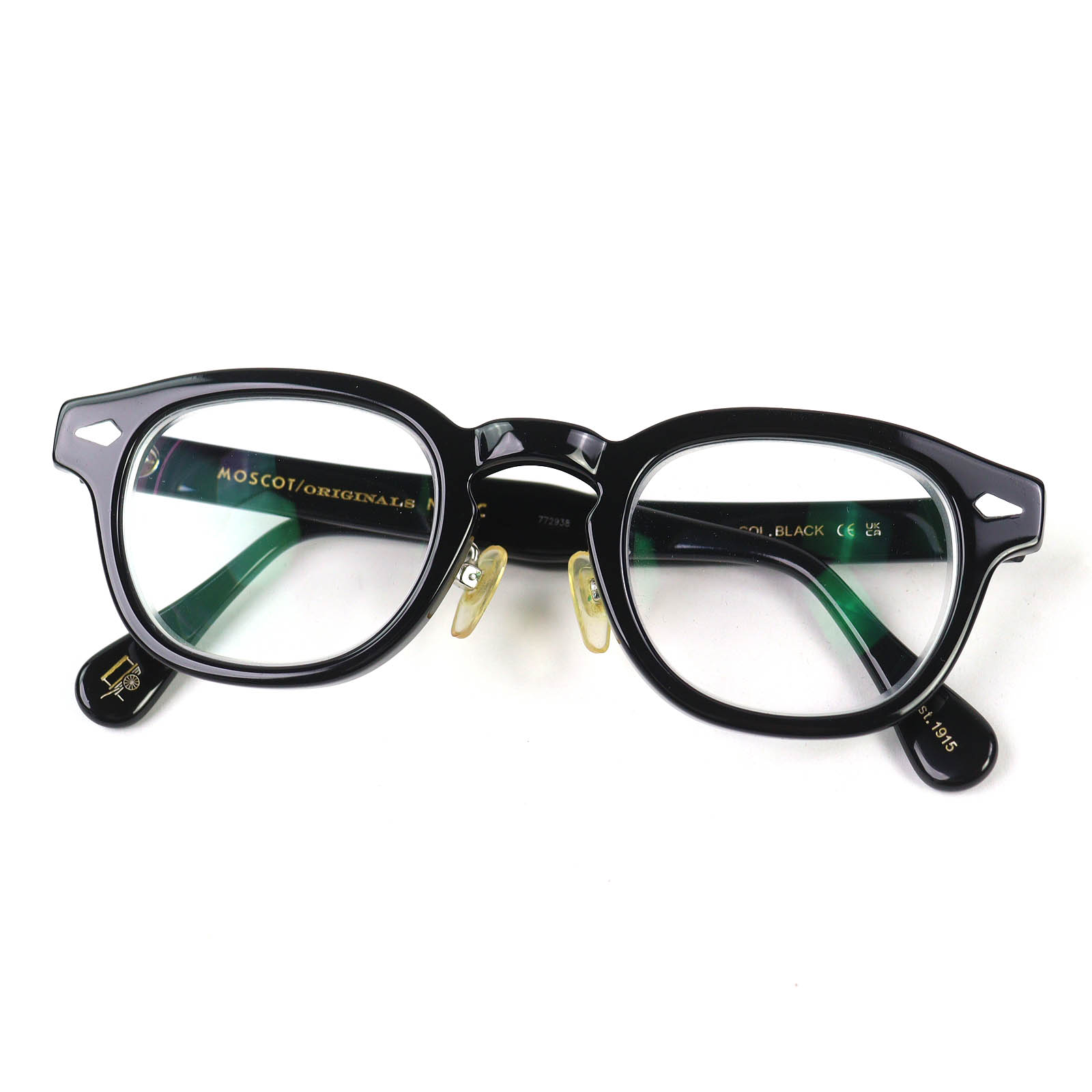 美品△MOSCOT モスコット LEMTOSH レムトッシュ 眼鏡 メガネ アイウェア 黒いこと 44□24 140 度入り口・入口 入れもの付き添い人 メンズ【中古】