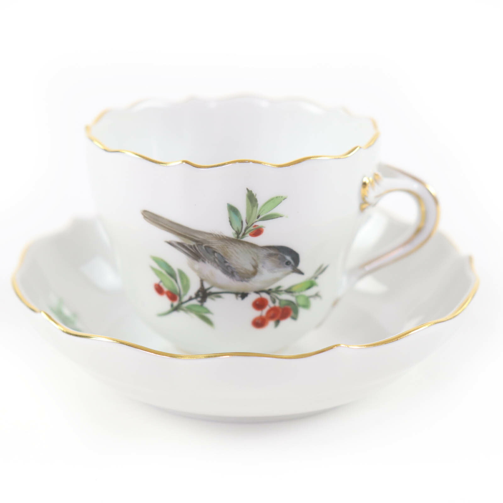極美品☆Meissen マイセン 瀬戸もの 鳥と虫 滅多にない カップ・ソーサーセット コップ 白いこと系 レディース【中古】