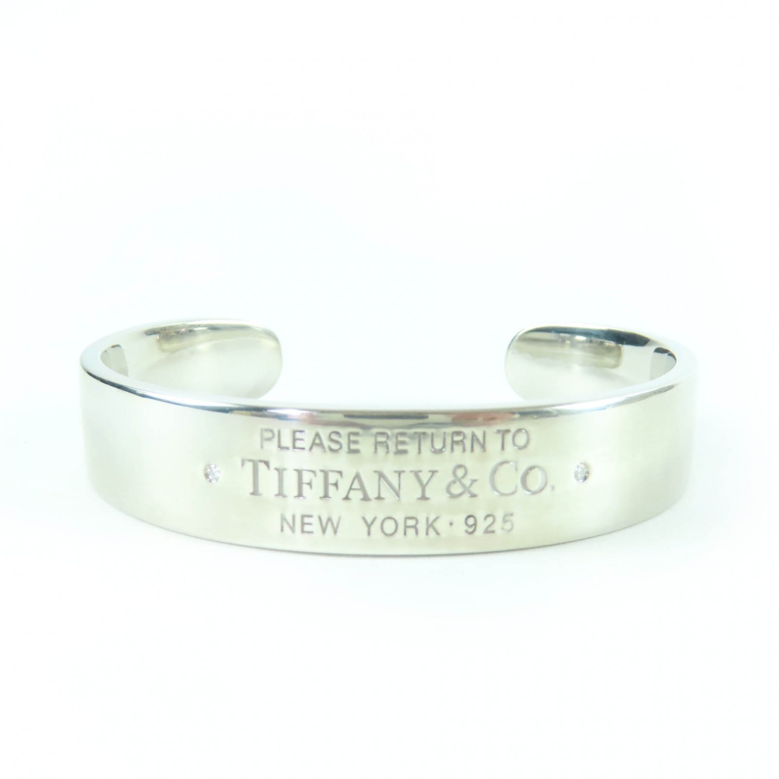 美品☆TIFFANY&Co. ティファニー リターントゥティファニー ナローカフ AG925 ダイヤモンド バングル シルバー 重量33.91g レディース【中古】