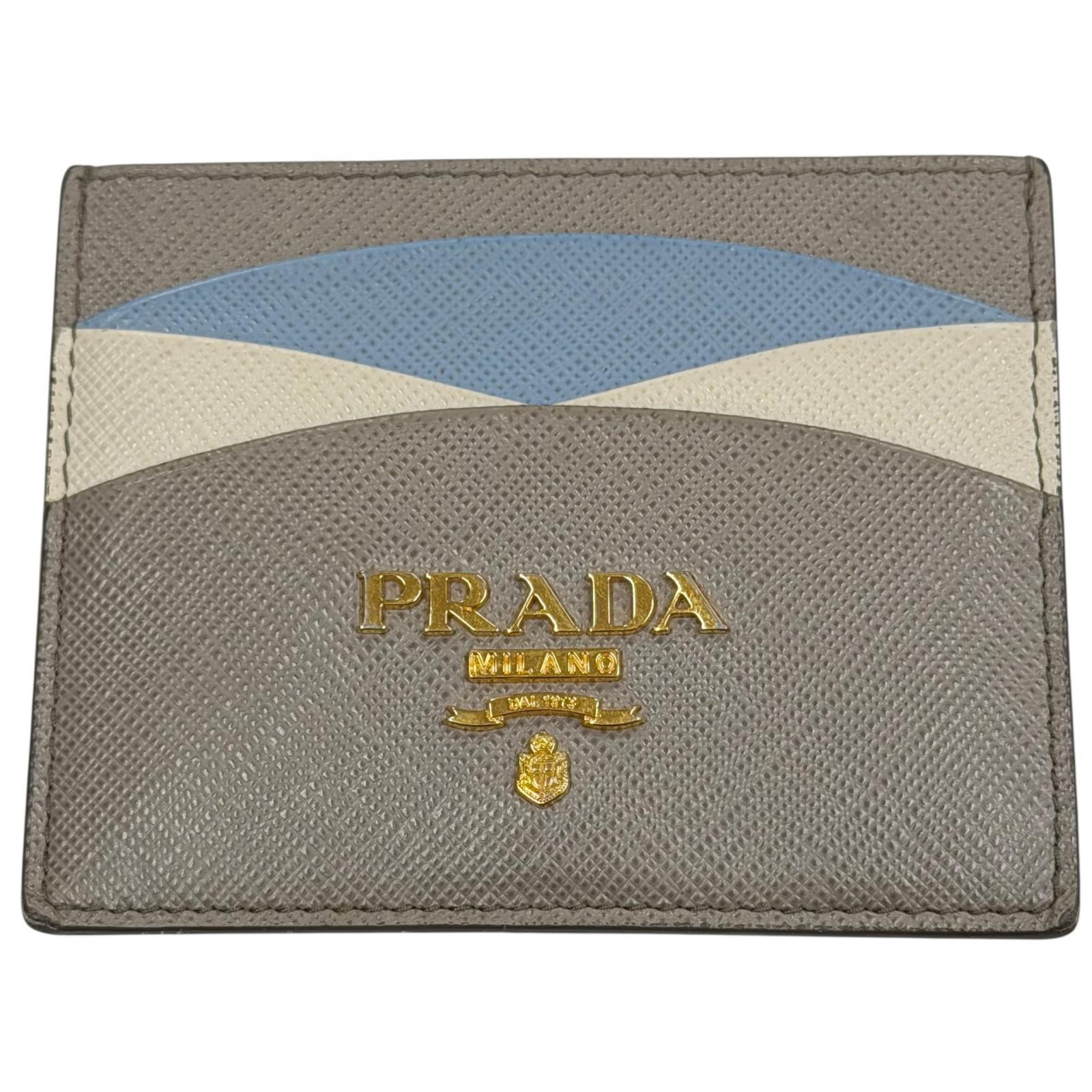 美品◇PRADA プラダ 1MC025 サフィアーノレザー メタルロゴ パスケース 名刺入れ カードケース マルチ イタリア製 レディース【中古】