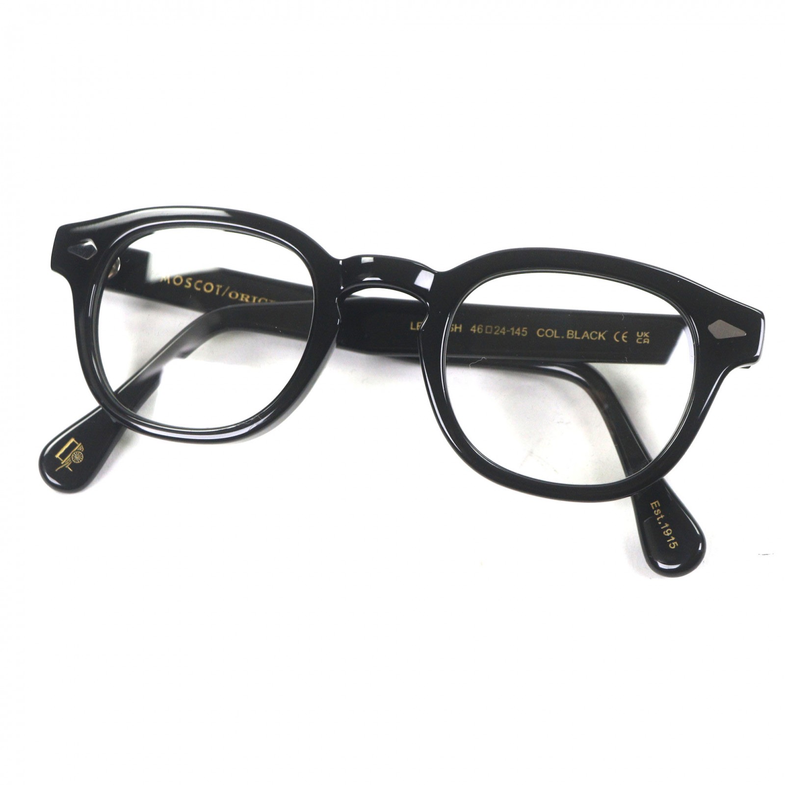 美品▼MOSCOT モスコット LEMTOSH レムトッシュ ウェリントン 眼鏡 メガネ アイウェア 黒いこと 46□24-145 入れもの付き添い人 メンズ レディース【中古】