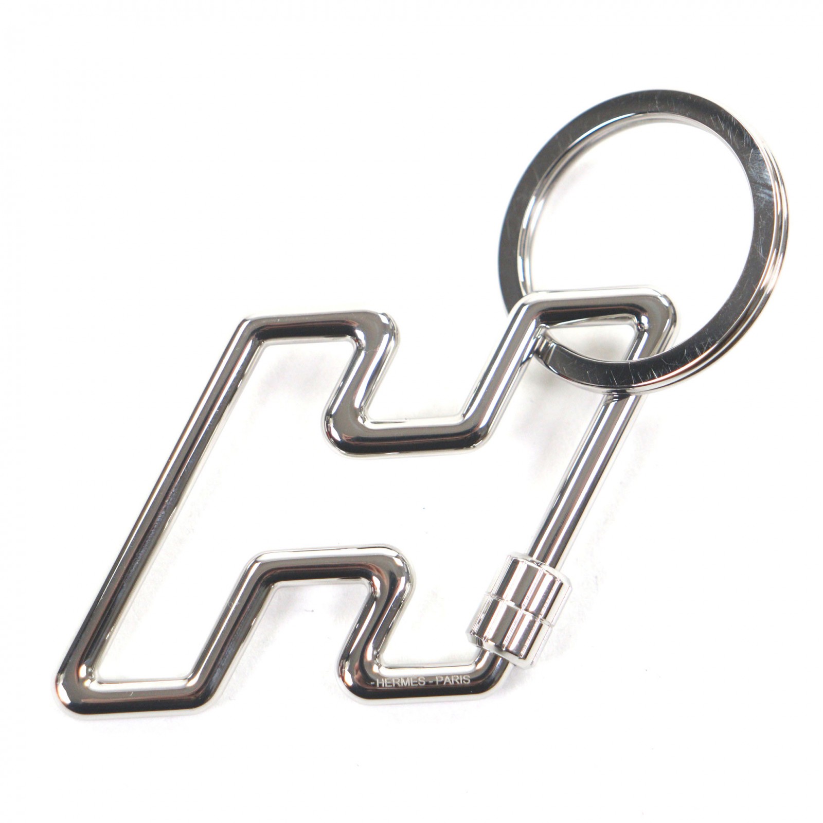 未使用品▼HERMES エルメス H トゥ スピード キーリング ー キーホルダー シルバー 箱・保存袋付き スイス製 メンズ レディース【中古】