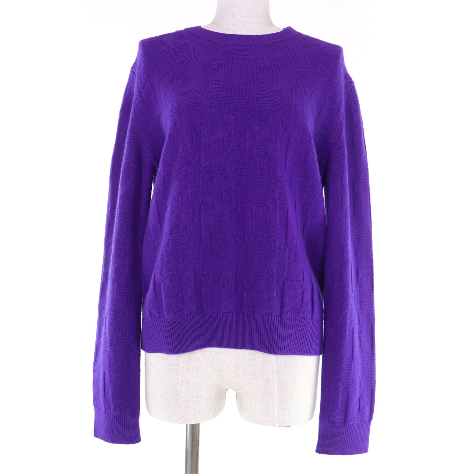 極美品☆HERMES エルメス 23AW 3H2617D4 ウール100％ Hモチーフ 長袖 ニット トップス パープル 42 イタリア製 正規品 レディース【中古】｜衣類＆ブランドリサイクル GREEN