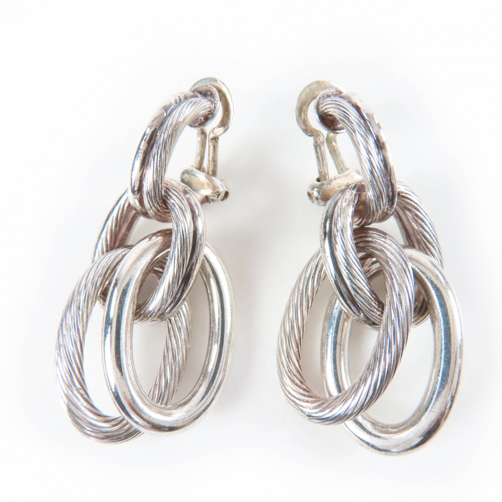 美品☆HERMES エルメス ヴィンテージ デストリエ イヤリング 925 アクセサリー シルバー 重量25.9g レディース【中古】