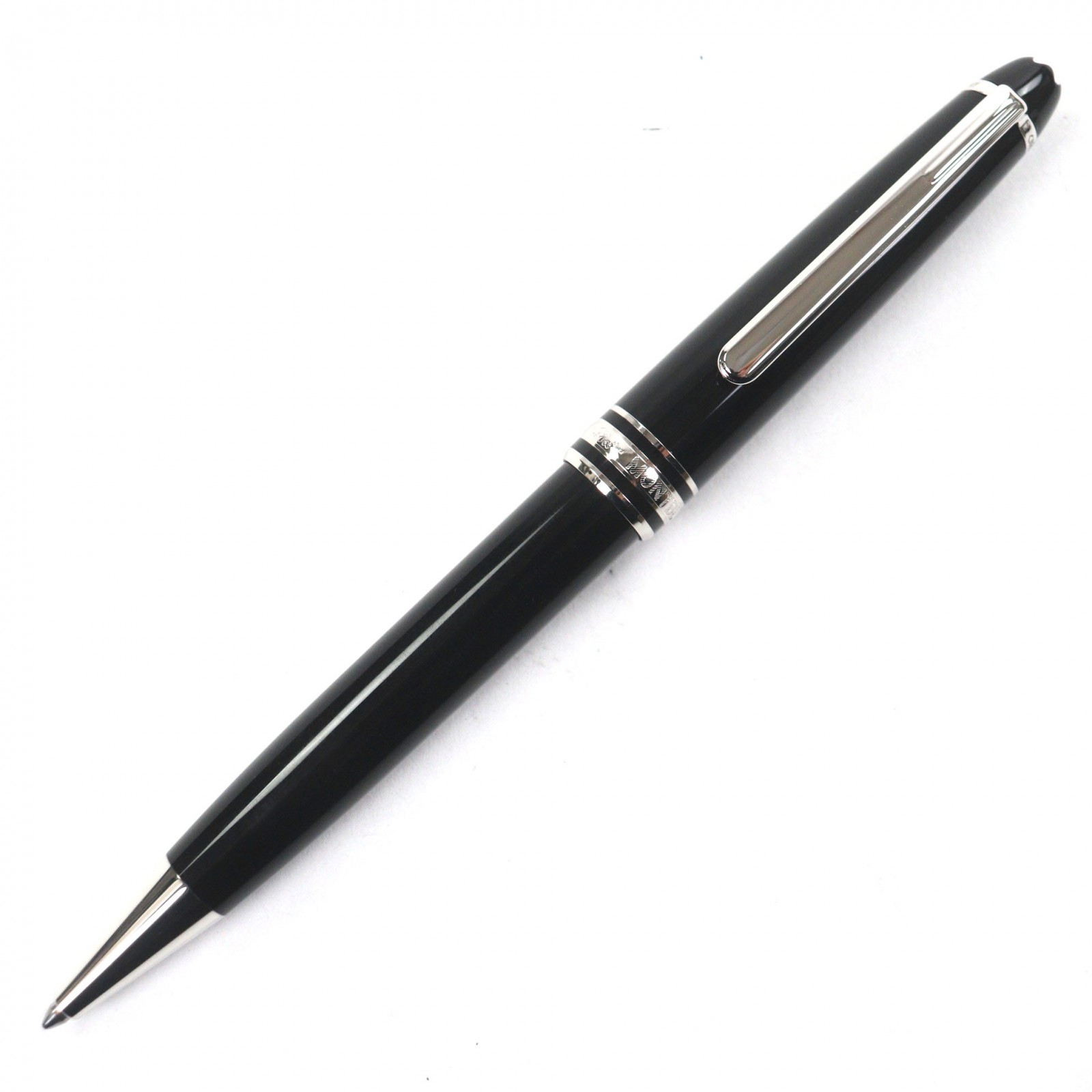 極美品▼MONTBLANC モンブラン マイスターシュテュック Pix 白いことはやりっ児 捻じれ式 ボールペン 黒いこと しろがね色 ＦＲＧ製 メンズ 書きあらわす突きとめる済み【中古】
