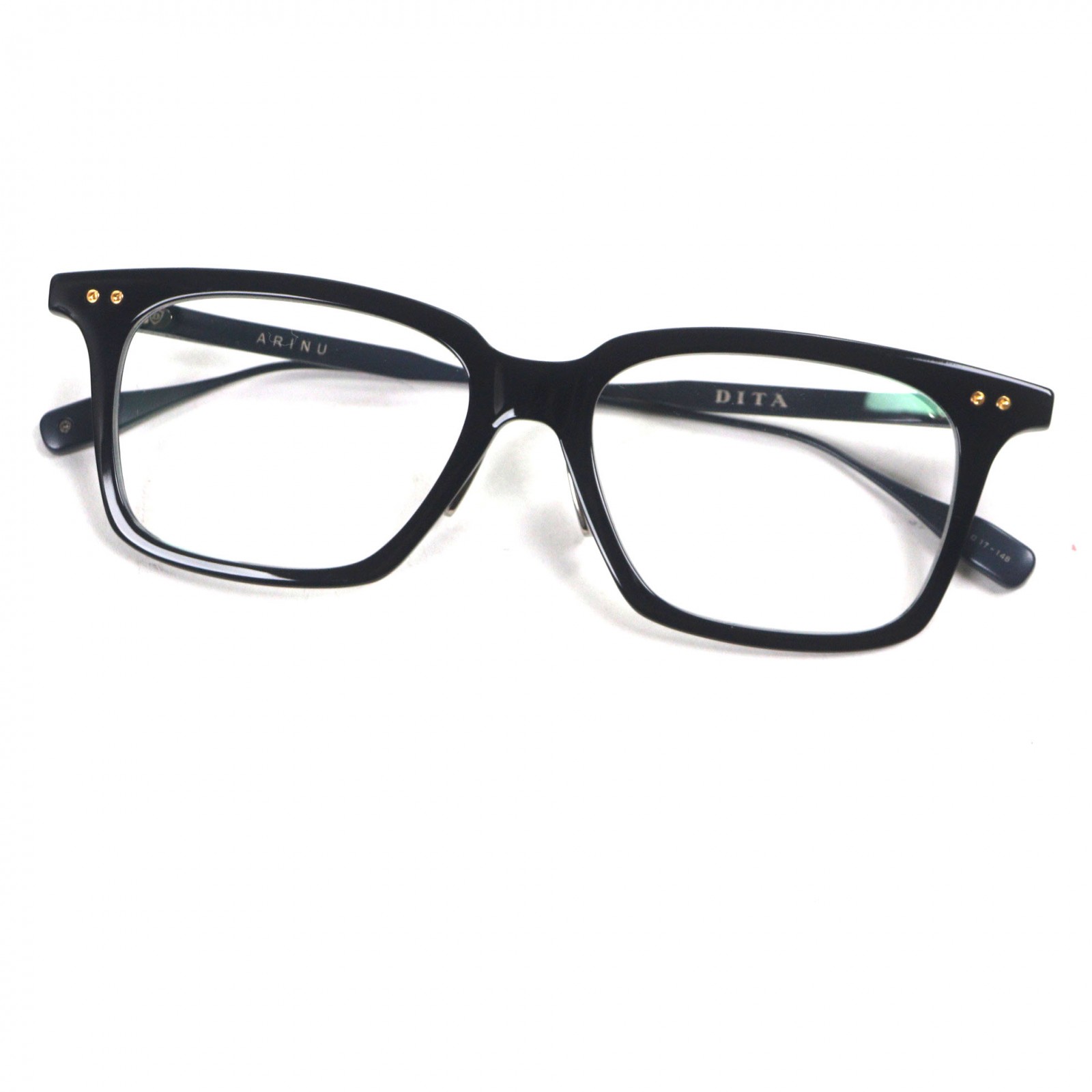 未使用品▼DITA ディータ DTX433-A-02 ARINU Navy-Silver ロゴ金具 ウェリントン メガネ 眼鏡 アイウェア 53□17-148 日本製 メンズ【中古】