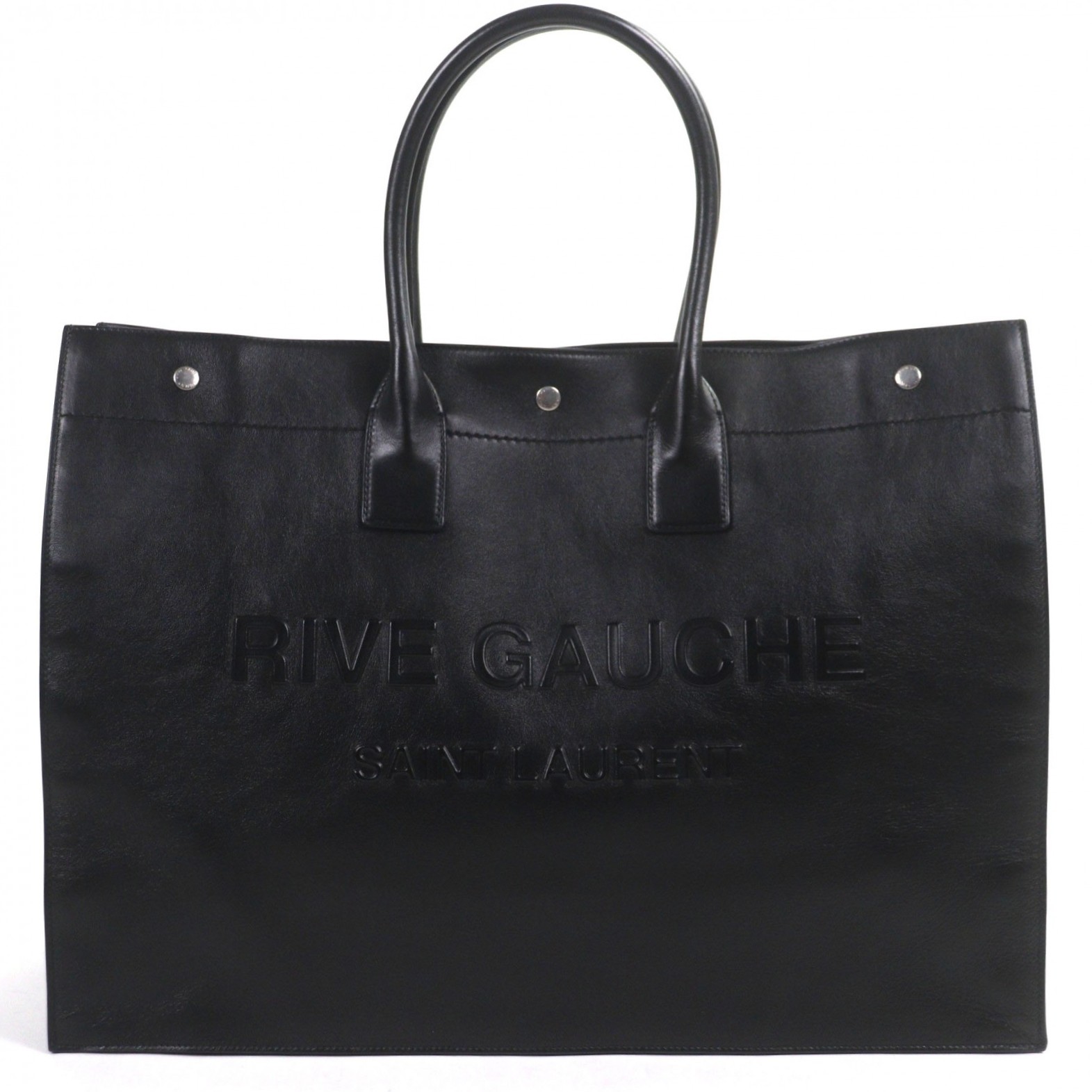 美品▼SAINT LAURENT PARIS サンローランパリ 587273 なめし革 リブゴーシュ トートバッグ 黒いこと 保護すること袋付き添い人 イタリア製 メンズ【中古】