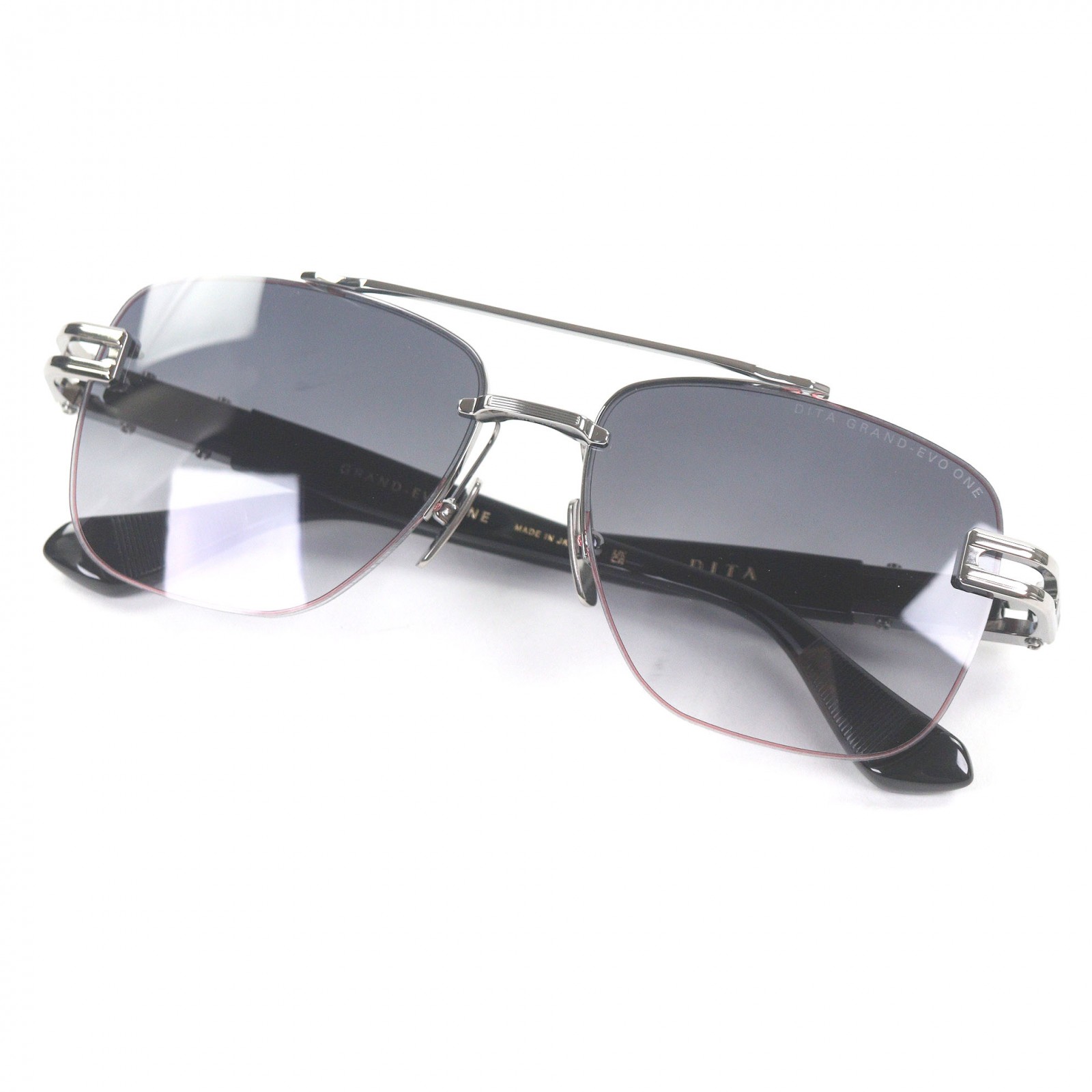 未使用品□DITA ディータ DTS138-A-03 GRAND-EVO ONE ツーブリッジ サングラス アイウェア シルバー ブラック 57□16-145 度入り 日本製 メンズ【中古】