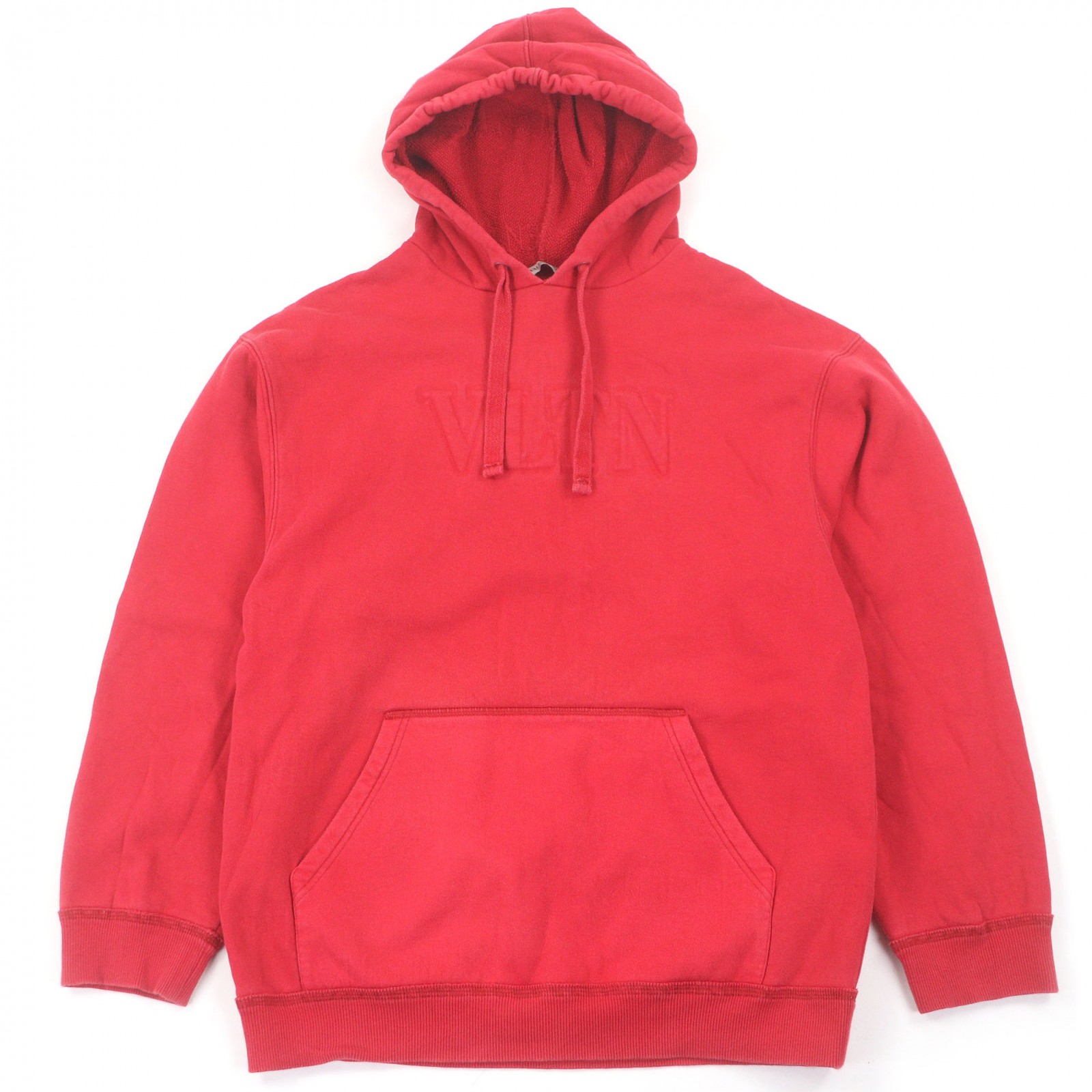 【ドンドン見直し】良品□VALENTINO ヴァレンティノ VLTNロゴエンボス プルオーバーパーカー フーディー レッド XS イタリア製 正規品 メンズ【中古】
