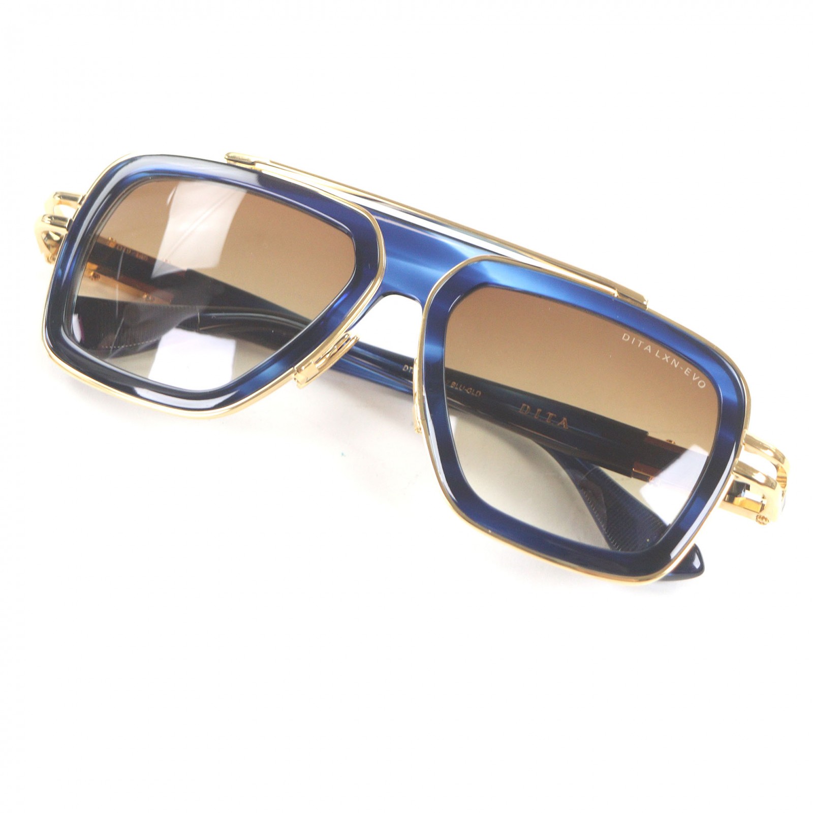 極美品□DITA ディータ DTS403-A-03 LXN-EVO サングラス クリアブルー ゴールド 54□19-145 度入り ケース付き 日本製 メンズ【中古】