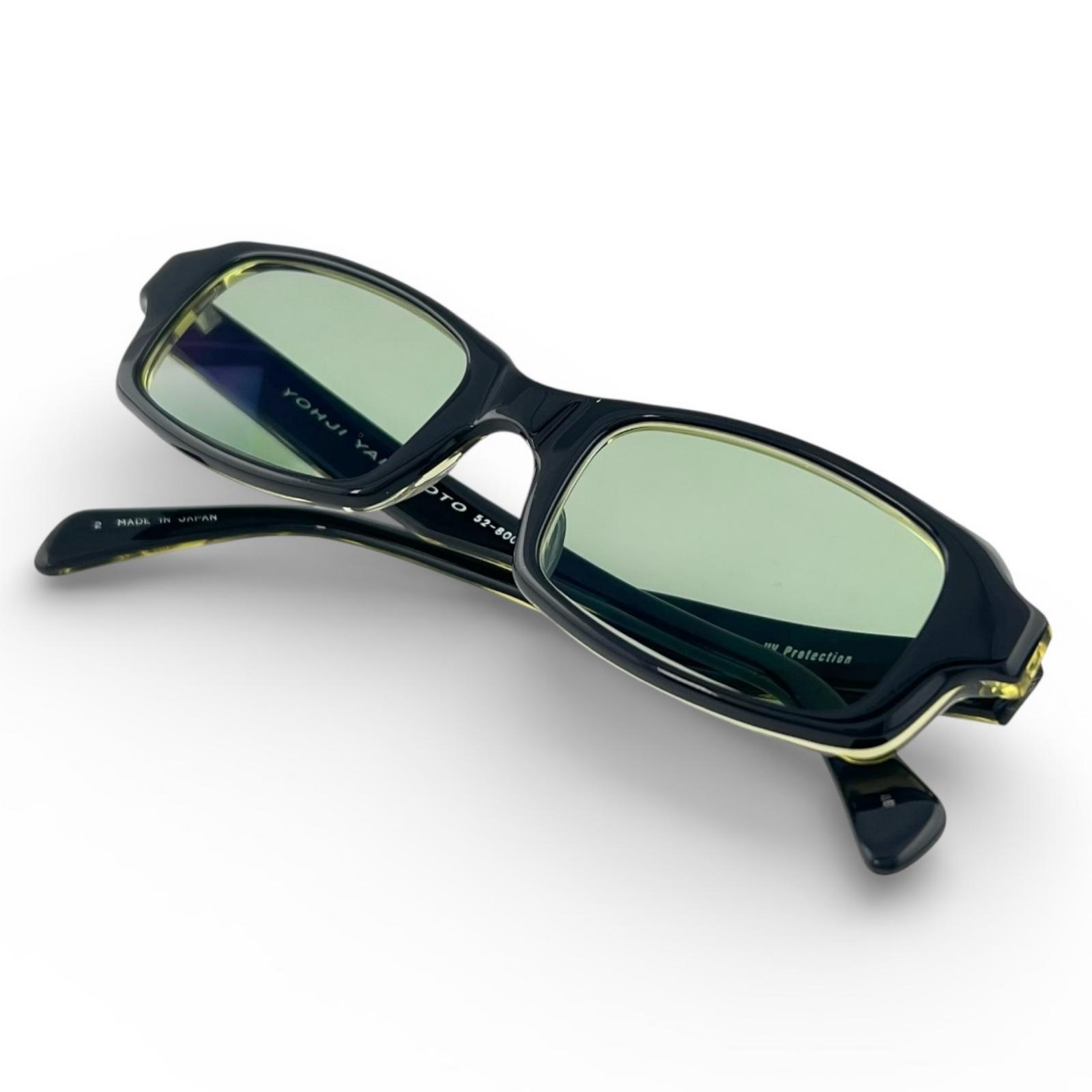 美品▲Yohji Yamamoto ヨウジヤマモト ヴィンテージ 52-8001 スクエア サングラス ブラック ゴールド 度入り 日本製 メンズ【中古】