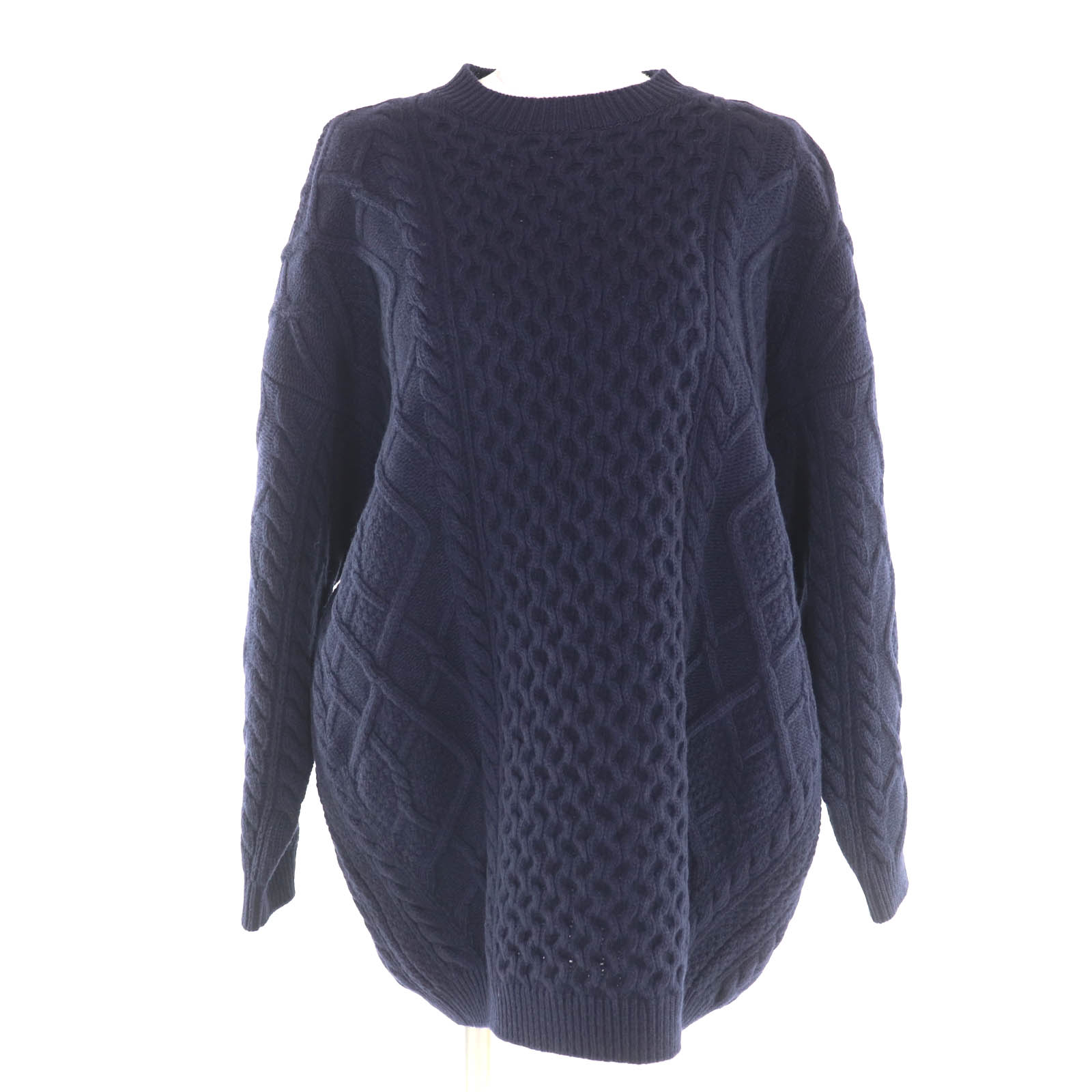 美品★Stella McCartney ステラマッカートニー 2022年製 6K0155 ウール100％ ケーブル柄 オーバーサイズ 長袖 ニット ネイビー 36 ハンガー付き イタリア製 正規品 レディース【中古】 16,863円