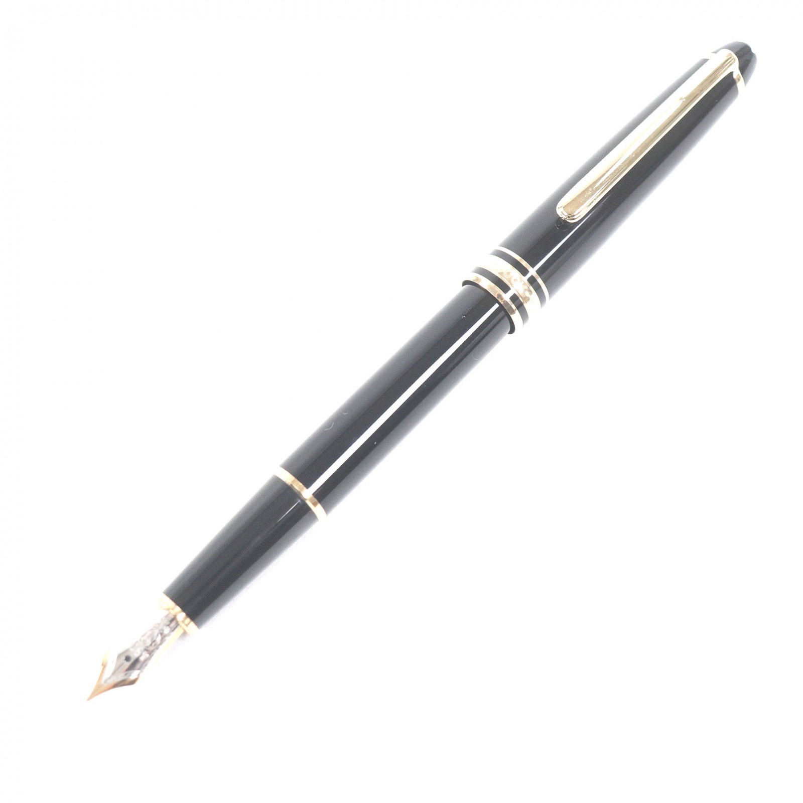 美品□MONTBLANC モンブラン マイスターシュテュック クラシック キャップ式 ペン先14K EFニブ 万年筆 ブラック ゴールド ドイツ製 メンズ【中古】