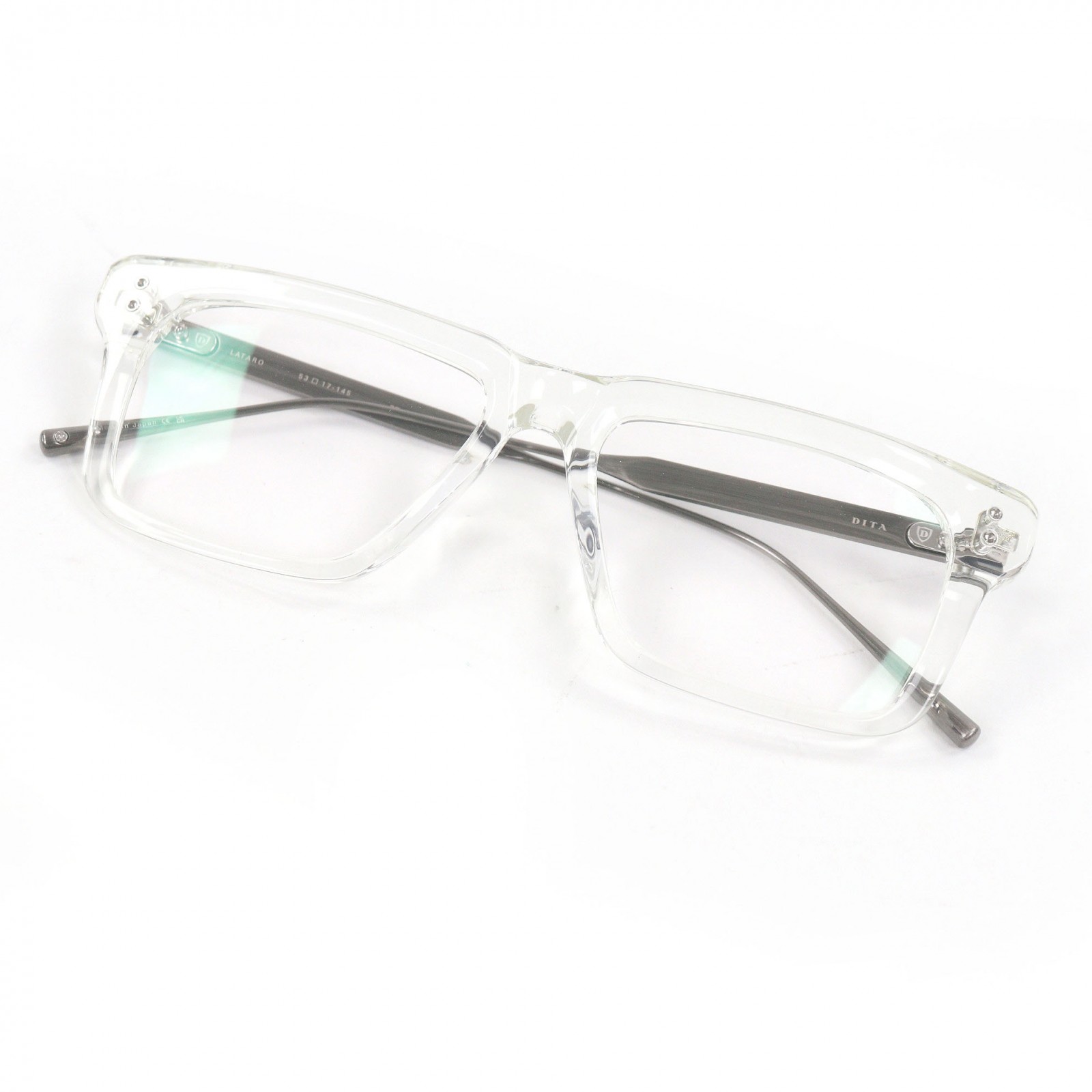 極美品□DITA ディータ DTX461-A-03 LATARO 真四角ひな形 眼鏡 メガネ アイウェア 読みやすい ガンメタリック 53□17-145 示威運動水晶体 保護すること袋付き添い人 日本製 メンズ【中古】