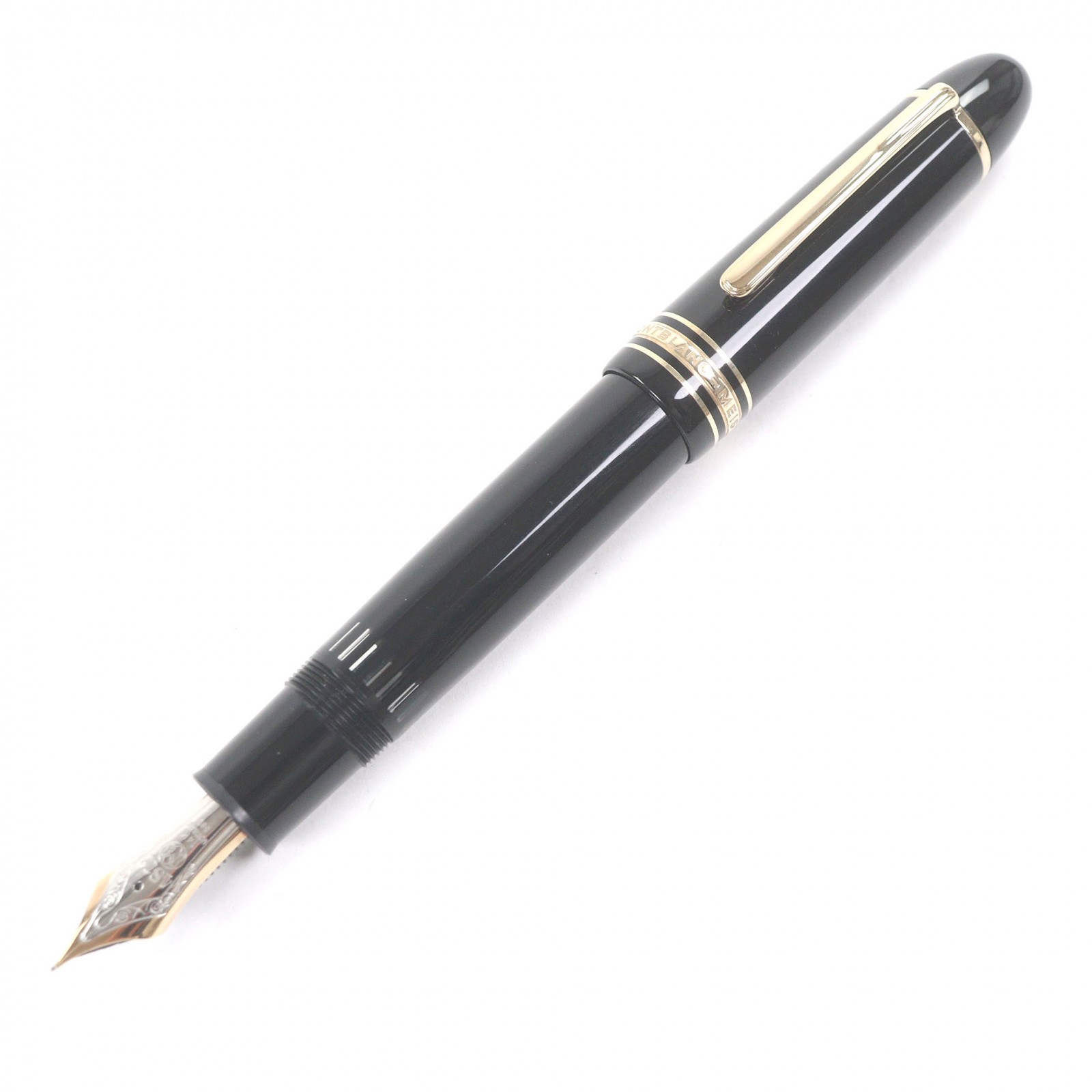 極美品□MONTBLANC モンブラン マイスターシュテュック 149 ペン先14K EFニブ キャップ式 万年筆 ブラック ゴールド ケース付き ドイツ製 メンズ【中古】