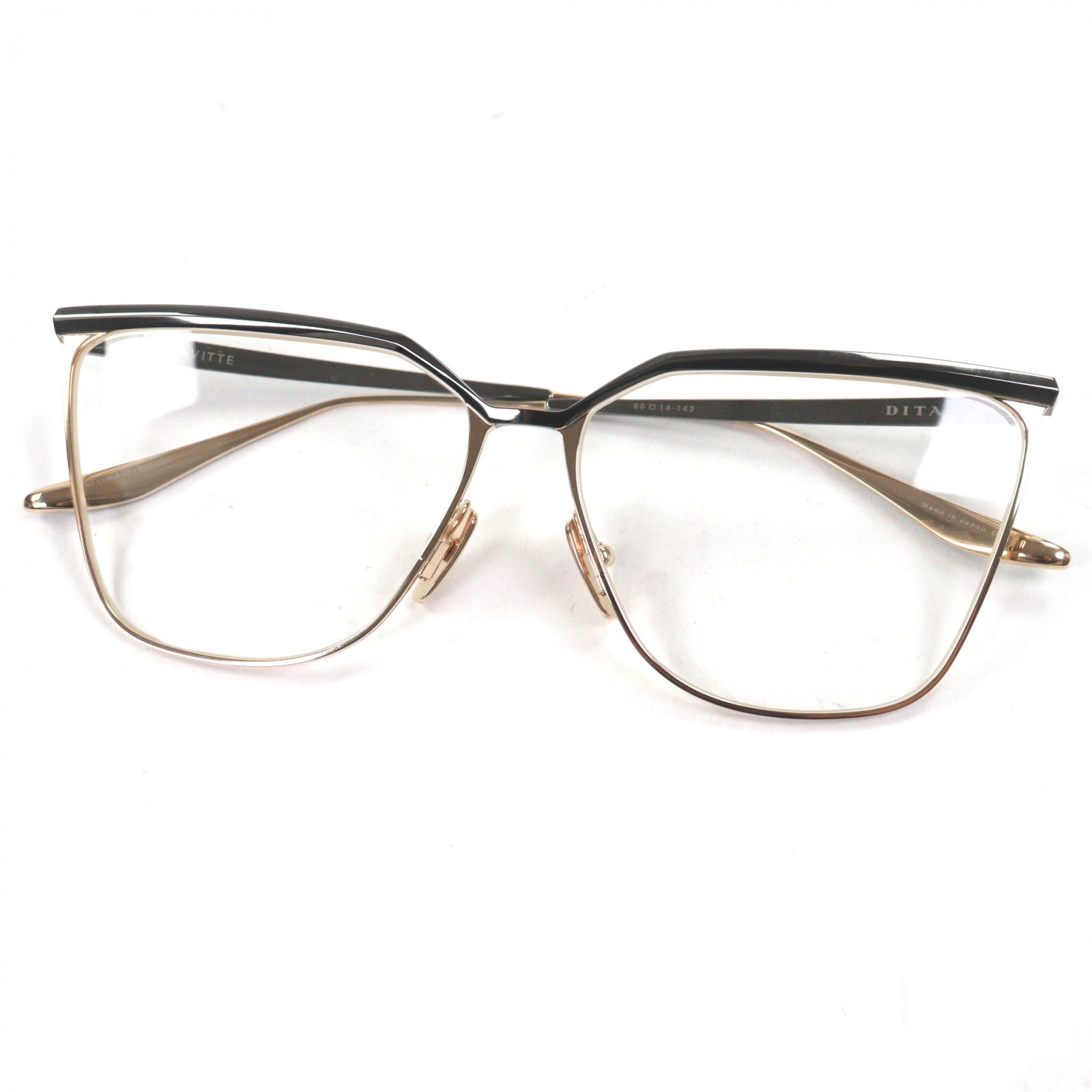 美品▼DITA ディータ DTX140-A-03 Ravitte キャッツアイ 眼鏡 メガネ アイウェア ゴールド 薄墨色 60□14-143 日本製 レディース【中古】