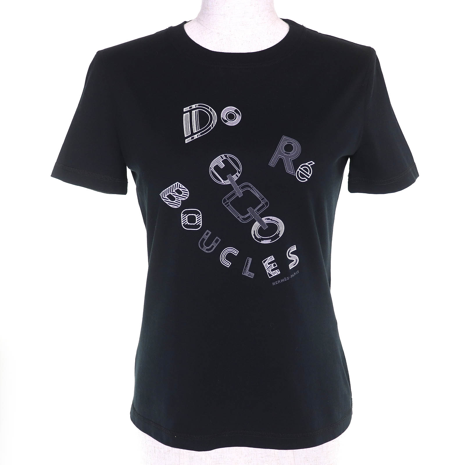 極美品△HERMES エルメス 23AW 3H4611DR Do RE BOUCLES ド レ ブックル コットン100% クルーネック 半袖Tシャツ ブラック 36 フランス製 正規品 レディース【中古】|衣類&ブランドリサイクル GREEN