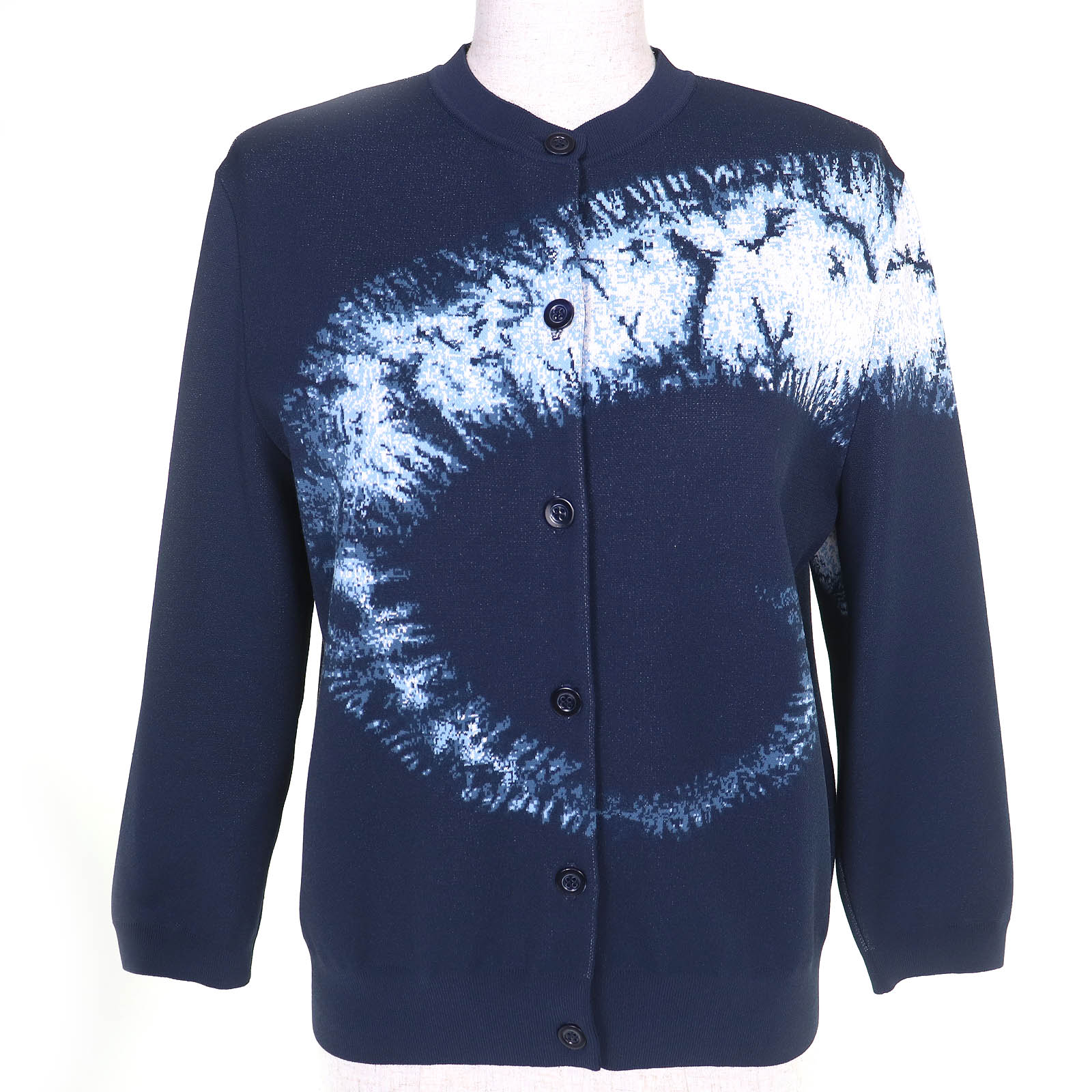 極美品△Christian Dior ディオール 044G11AM507 グラフィック刷り上げる 長袖 編み物 ジレー 米国海軍 ともし火青み系 44 イタリア製 置き目品 レディース【中古】
