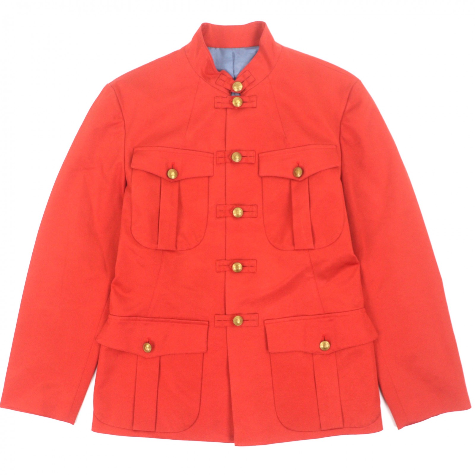 極美品▼JEAN-PAUL GAULTIER ジャンポールゴルチエ CLASSIQUE 古典派音楽 ロゴタイプ金名取り草 マオカラー ナポレオン１世上衣 オレンジ色 48 日本製 定め事品【中古】