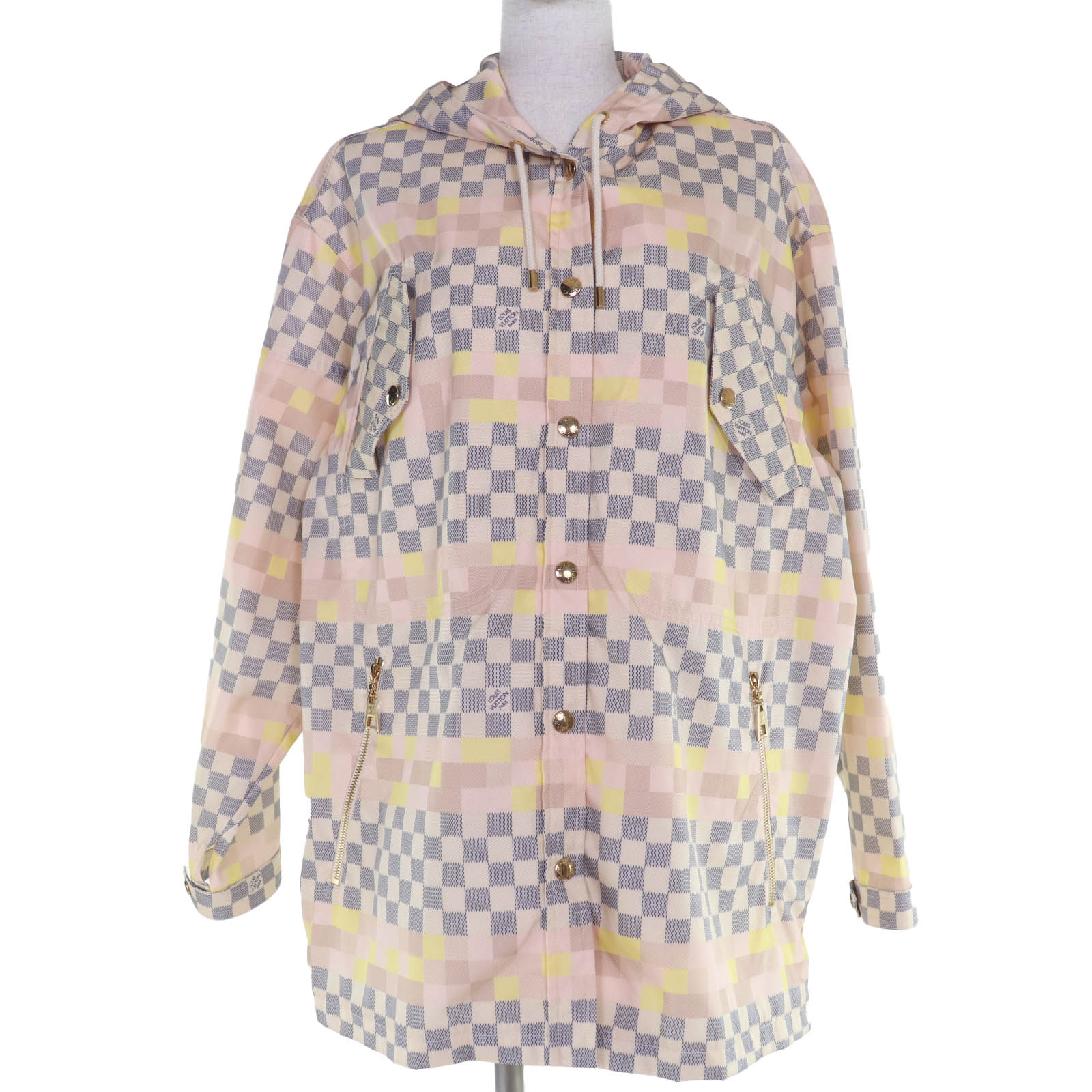 極美品☆LOUIS VUITTON ルイヴィトン 22AW ダミエ ZIP UPパーカー フード付 ジャケット マルチカラー 36 イタリア製 正規品 レディース【中古】 107,993円