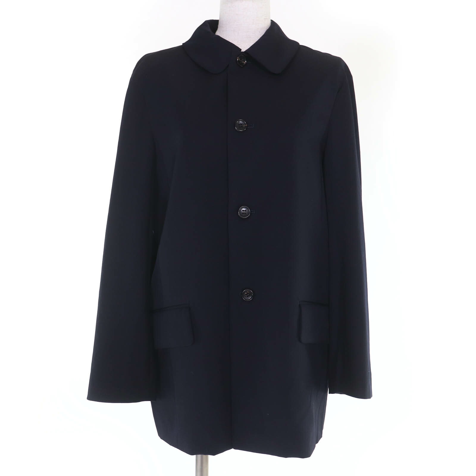 美品☆tricot COMME des GARCONS トリココムデギャルソン ヴィンテージ 羊毛100％ 96AWアーカイブ 羊毛ギャバジン 定番ラウンド色つや 二分の一厚地の外套 上衣 黒いこと レディース約M大きさ好いかげんに 置き目品 レディース【中古】