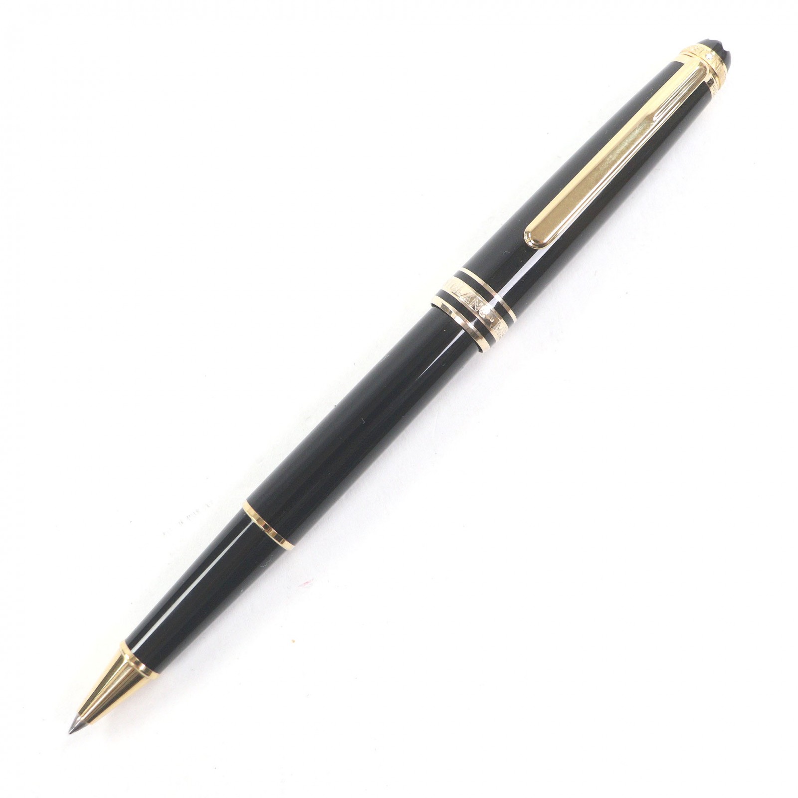 極美品□MONTBLANC モンブラン マイスターシュテュック 75周年不死化品 1P金剛石 旗がしら式  ボールペン 黒いこと ゴールド 入れもの付き添い人 ＦＲＧ製 メンズ【中古】