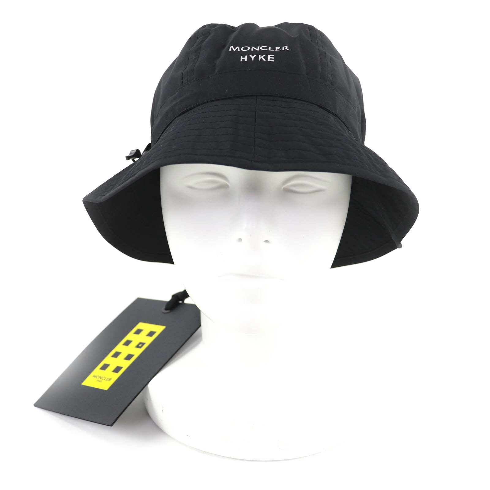 未使用品★MONCLER GENIUS 4 HYKE モンクレール ジーニアス 4 ハイク 2022年製 GORE TEX ロゴ入り バケットハット ハット ブラック M イタリア製 正規品 レディース【中古】|衣類&ブランドリサイクル GREEN