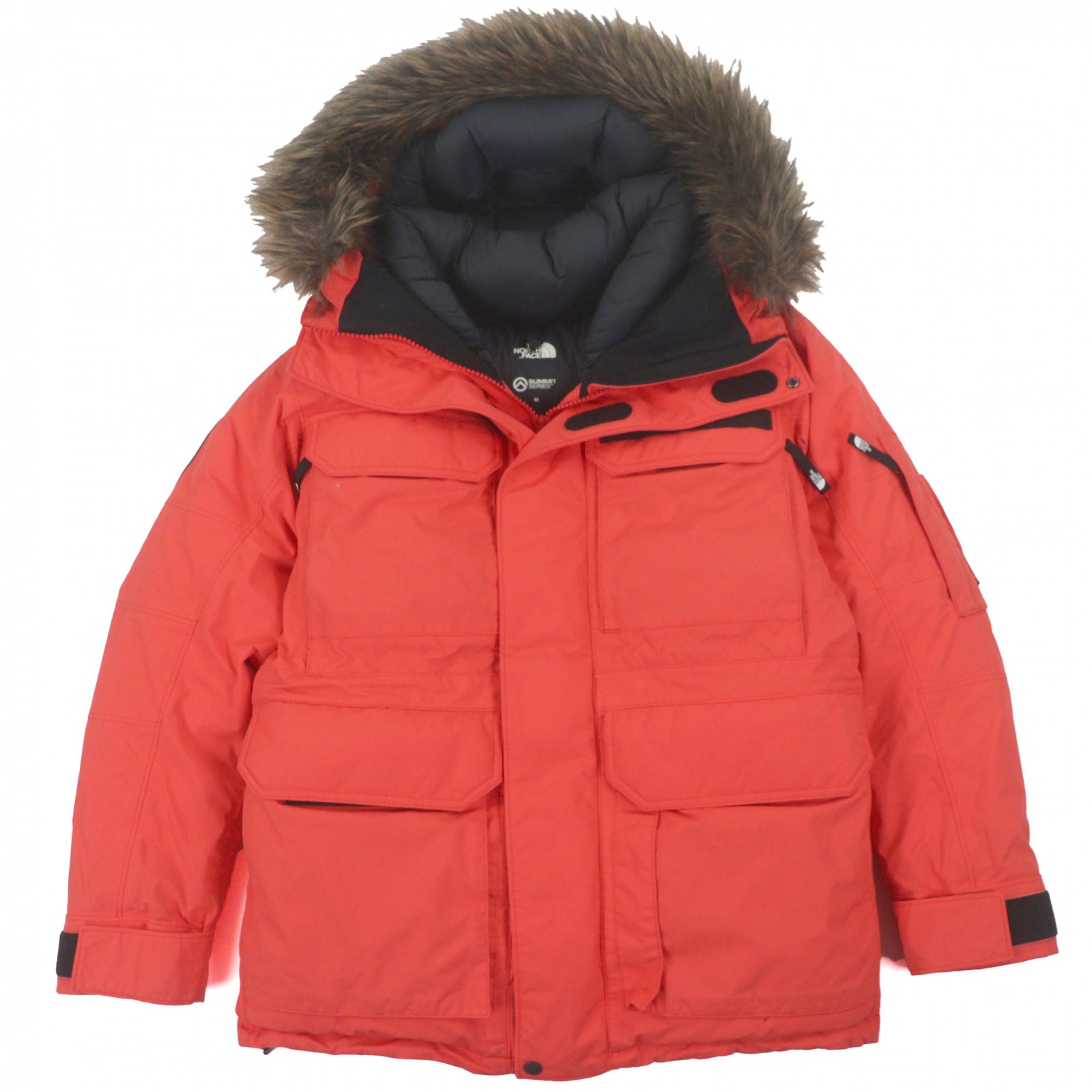 美品▼THE NORTH FACE ザ・ノースフェイス ND91920 SUMMIT SERIES Southern Cross Parka ファー付き フーデッド ダブルジップアップ ダウンジャケット オレンジ M 正規品 メンズ【中古】