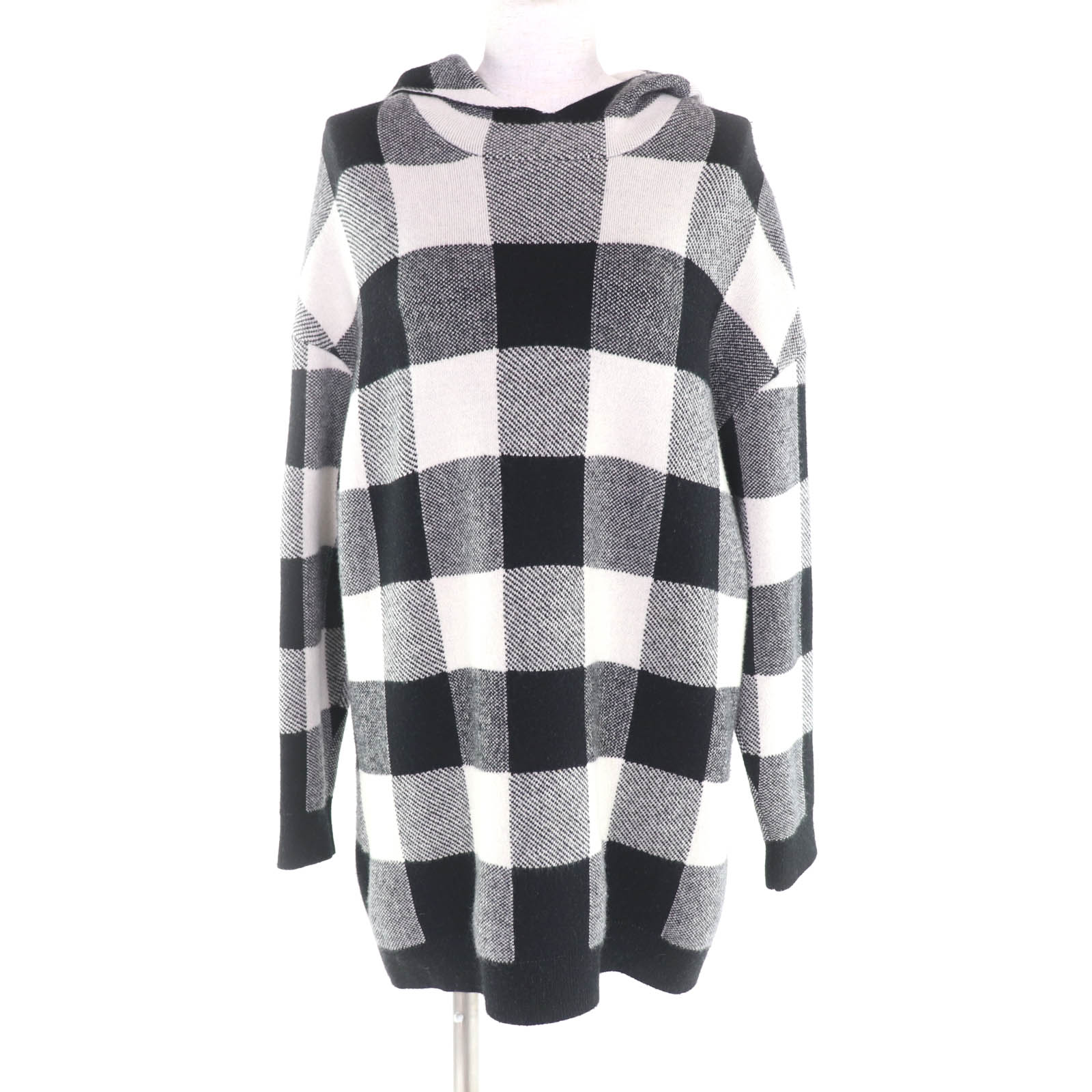 美品★Christian Dior ディオール 954S92AM010 カシミール バックロゴデザイン ボンネット付 編み物 ティーシャツパーカー 黒いこと 白いこと 38 イタリア製 定め事品 レディース【中古】
