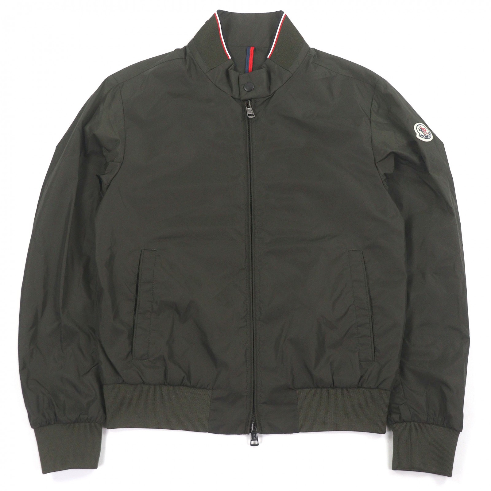 極美品□MONCLER モンクレール REPPE GIUBBOTTO ロゴワッペン付き ナイロンジャケット ブルゾンジャケット カーキ 0 正規品 メンズ【中古】