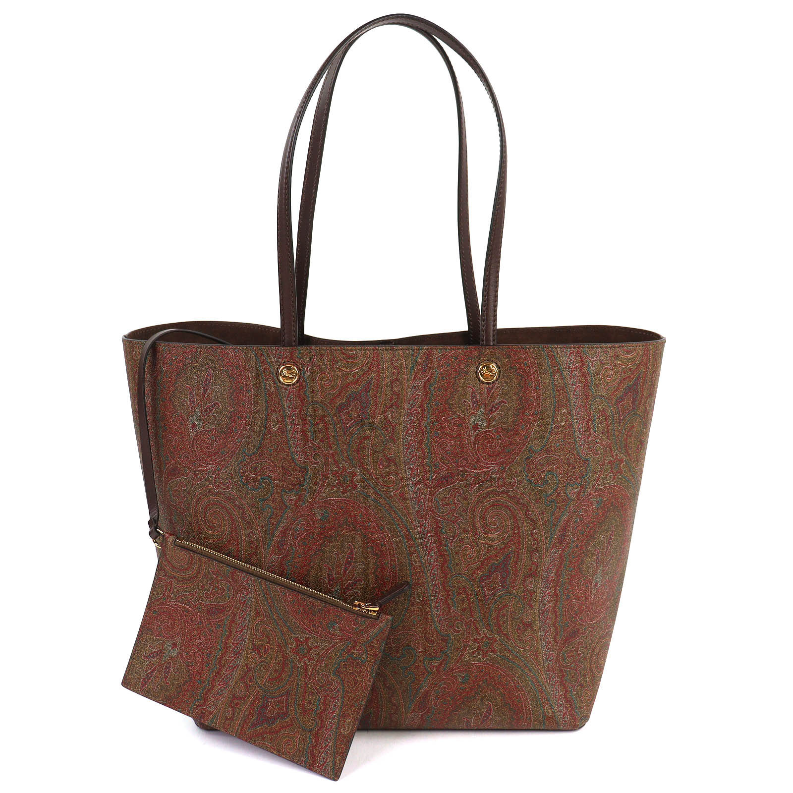 極美品△ETRO エトロ エッセンシャルバッグ マキシ レザー使い ペイズリー柄 ポーチ付き 大型 トートバッグ ブラウン系 保存袋付き イタリア製 レディース【中古】｜衣類＆ブランドリサイクル GREEN