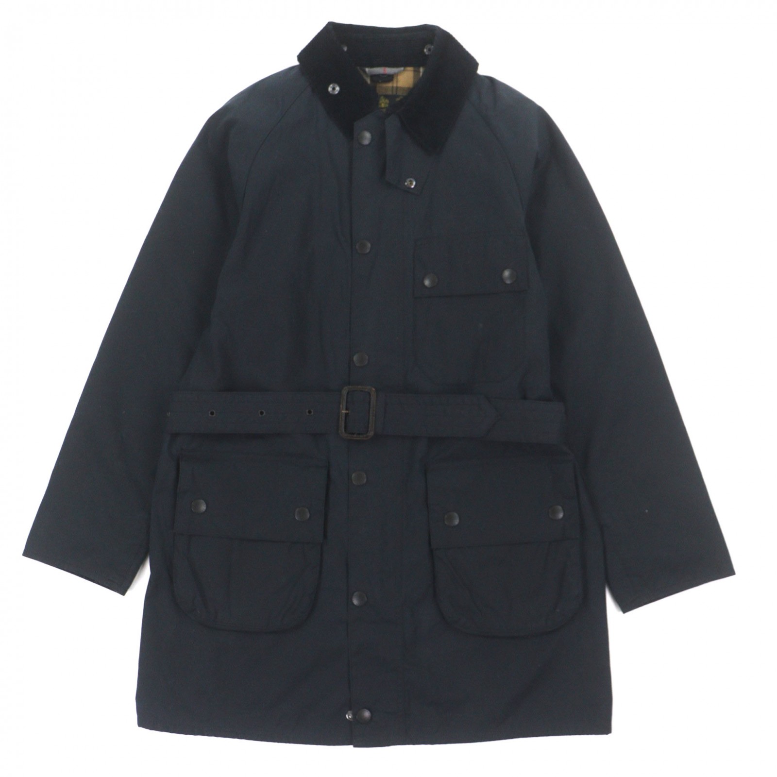 美品▼Barbour バブアー SOLWAY コットン コットン 襟コーデュロイ ベルト付き ダブルジップアップ ワックスジャケット ネイビー 36 ブルガリア製 正規品 メンズ【中古】|衣類&ブランドリサイクル GREEN