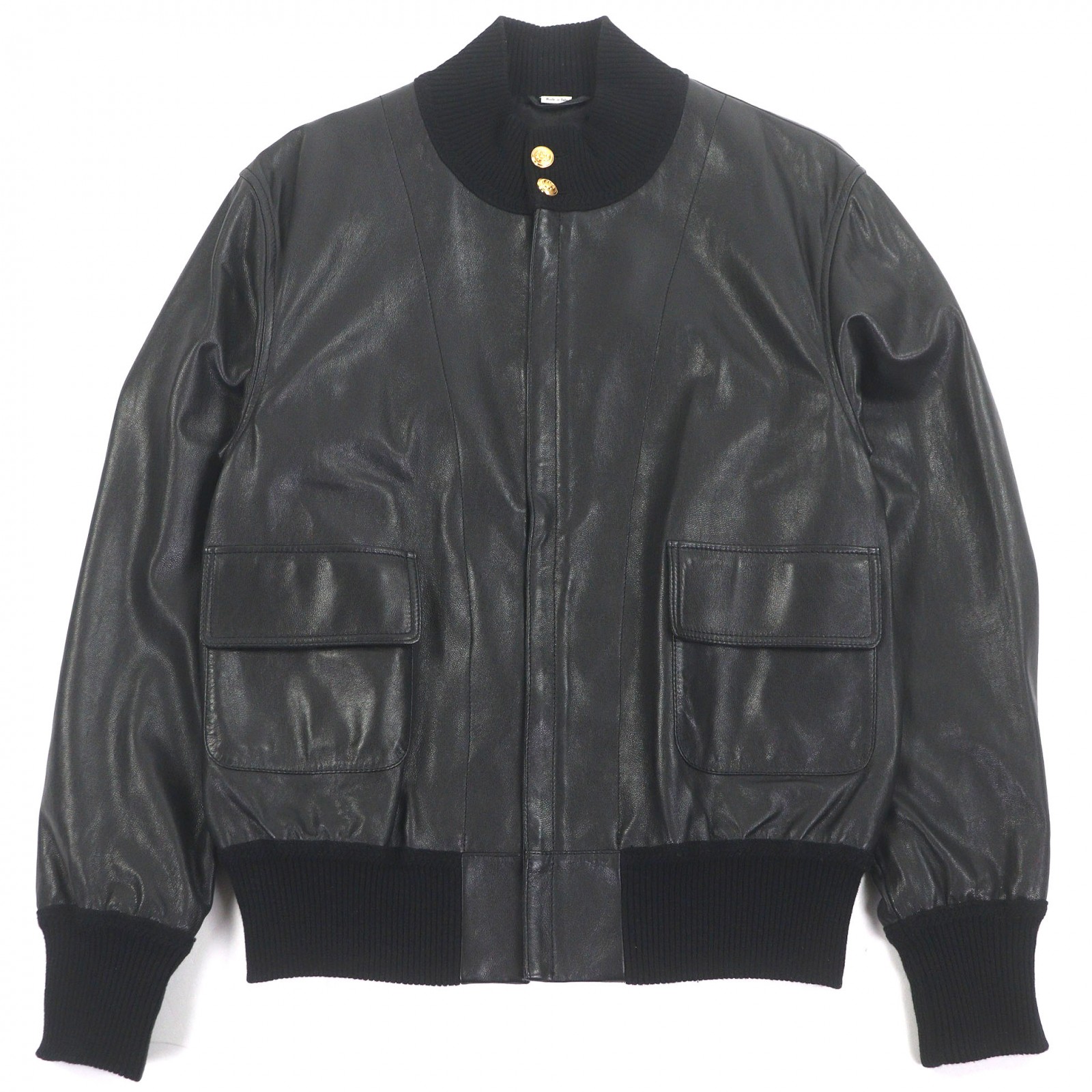 美品□GUCCI グッチ 621460 羊革 ウール GG金ボタン ボンバージャケット ライダースジャケット ブラック 48 イタリア製 正規品 メンズ【中古】