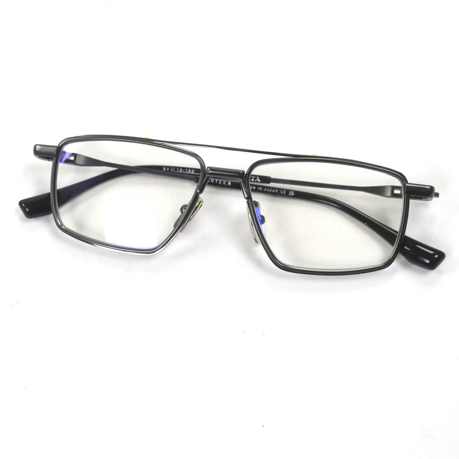 未当て嵌める品▼DITA ディータ DTX199-A-01 ARTEKA アルテカ Black Palladium/Black Iron ツーブリッジ 眼鏡 メガネ アイウェア ガンメタリック 黒いこと 水晶体：黄色 54□18-150 示威運動水晶体 日本製 メンズ【中古】