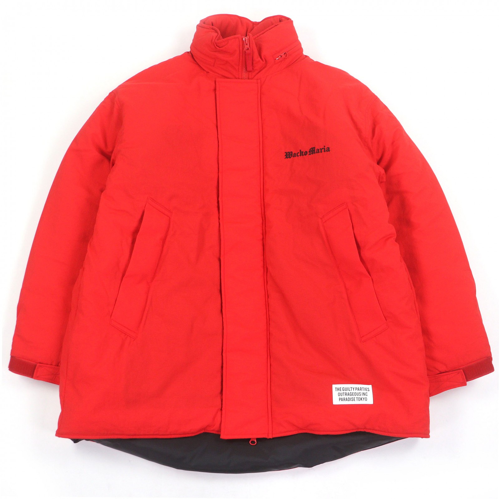 未使用品□WACKO MARIA ワコマリア 23FW-WMO-OD07 MONSTER PARKA プリマロフト ロゴ刺 ダウンジャケット レッド S 日本製 正規品 メンズ【中古】