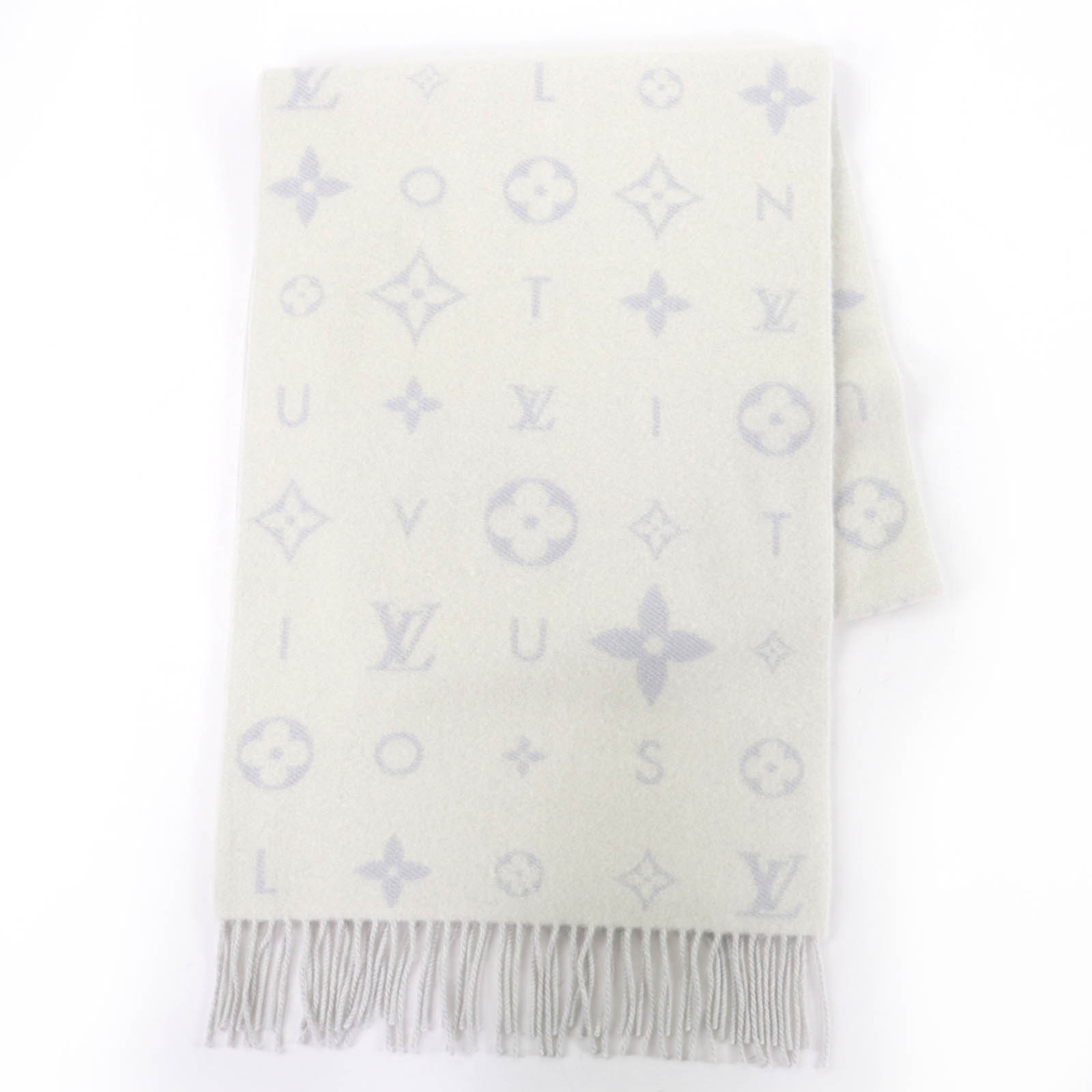 極美品☆LOUIS VUITTON ルイヴィトン 2025年製 M97659 えり巻き･レイキャビック クラウド カシミール100％ グリクレール 付け届け品 えり巻き 定め事品  箱付き添い人 イタリア製 レディース【中古】