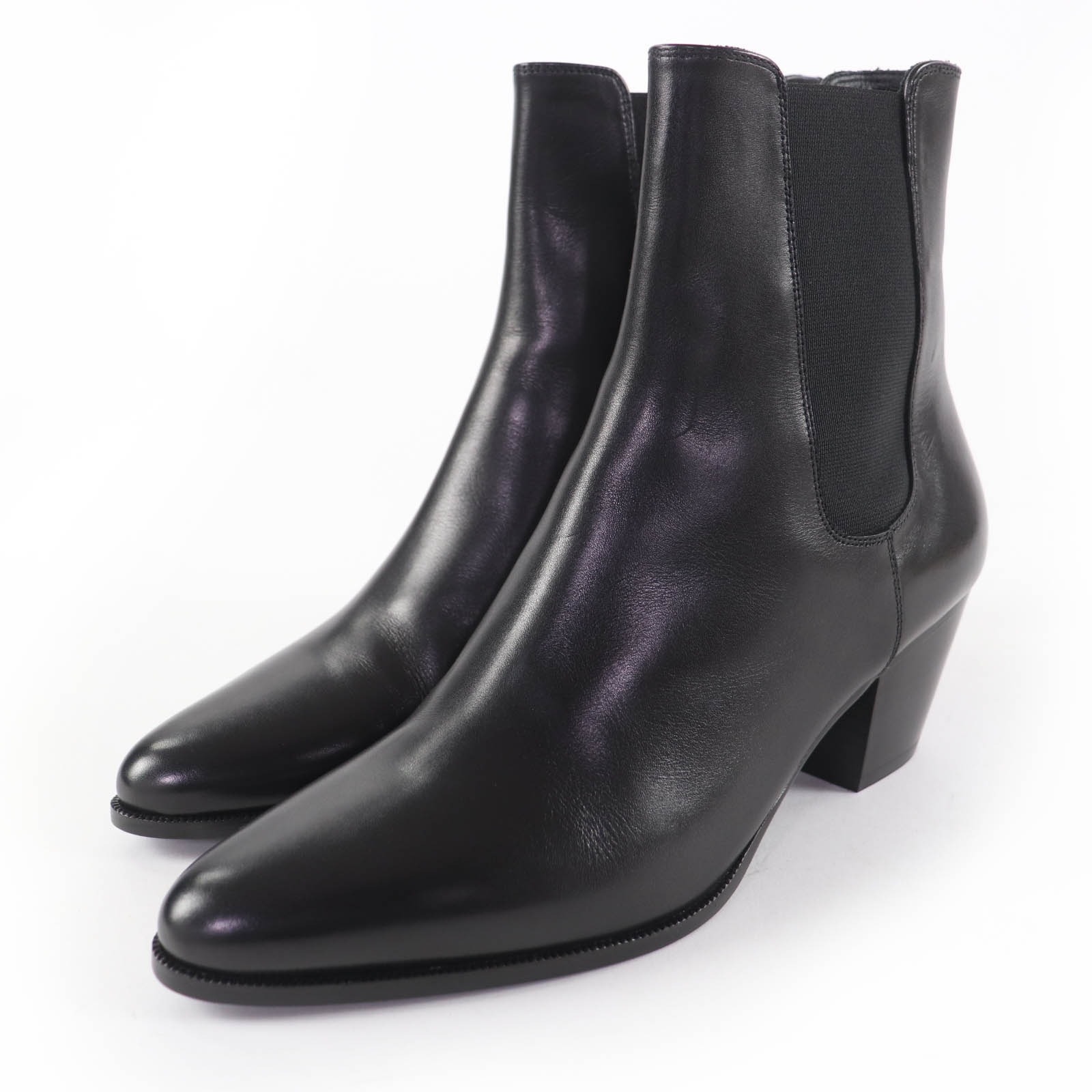 極美品☆CELINE セリーヌ 327653002C ジャクノ 片方ゴア なめし革 チェルシーブーツ 遊撃手ブーツ 黒いこと 37 箱・保護すること袋付き添い人 イタリア製 レディース【中古】