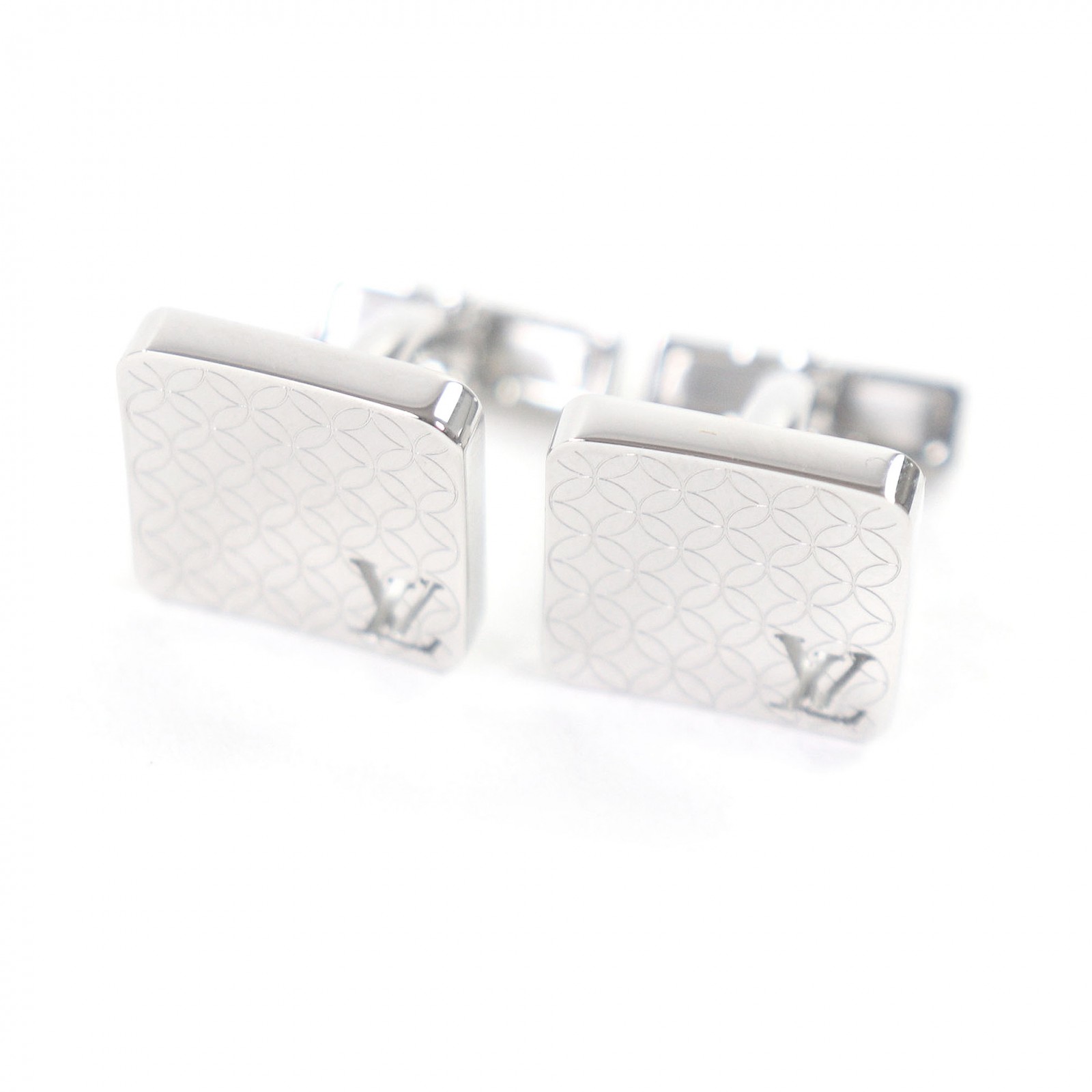 極美品□LOUIS VUITTON ルイヴィトン 2021年製 M65043 ブトン ドゥ マンシェット シャンゼリゼ通り カフスリンク カフリンクス しろがね色 容れもの付き添い人 フランス共和国製 メンズ【中古】